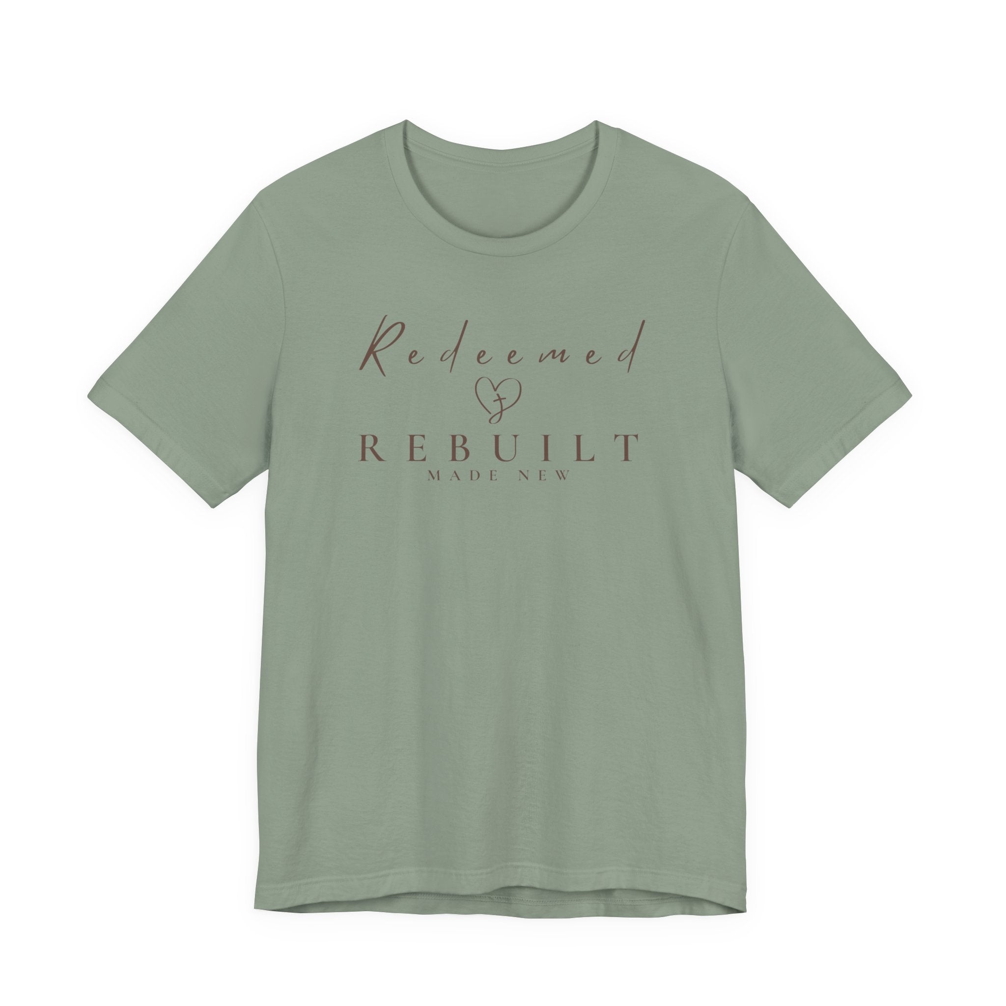 Rebuilt & Redeemed Tee — Inspirational Christian Faith Shirt