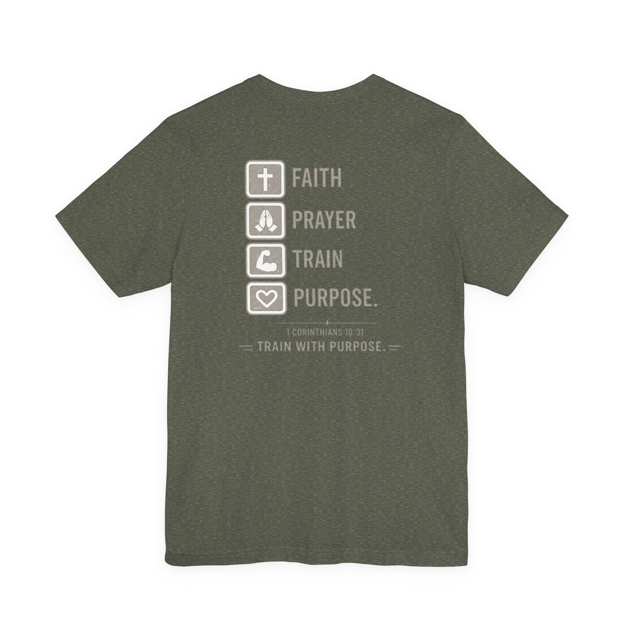 Faith Prayer Train Purpose Shirt | Christian Gym Tee | Bella Canvas Workout Shirt | Train With Purpose Tee