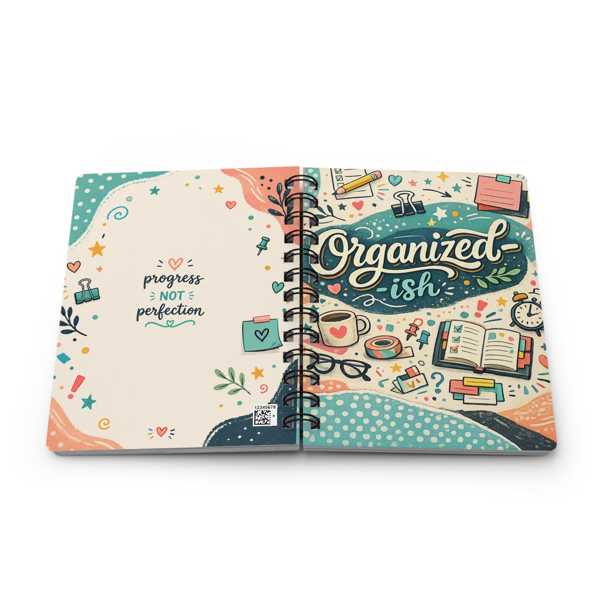 Organized-ish Spiral Journal — "Progress Not Perfection" Planner Notebook for Goal Setting & Daily To-Do Lists