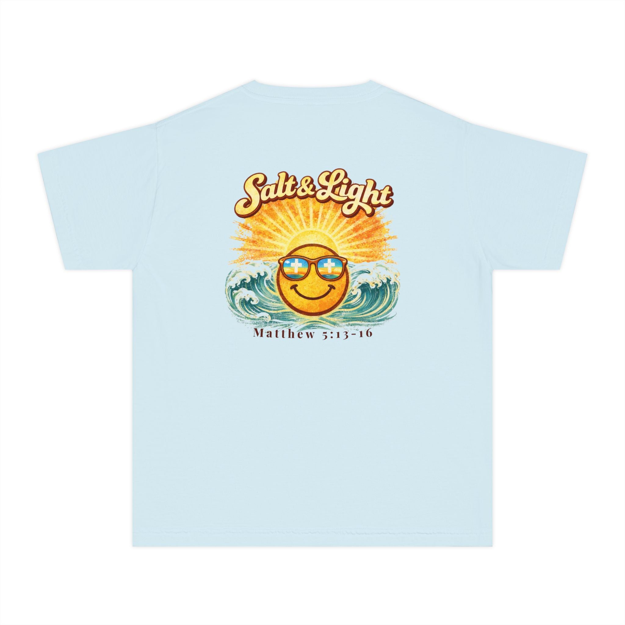Youth Tee — "Salt & Light" Smiling Sun Graphic (Matthew 5:13-16)