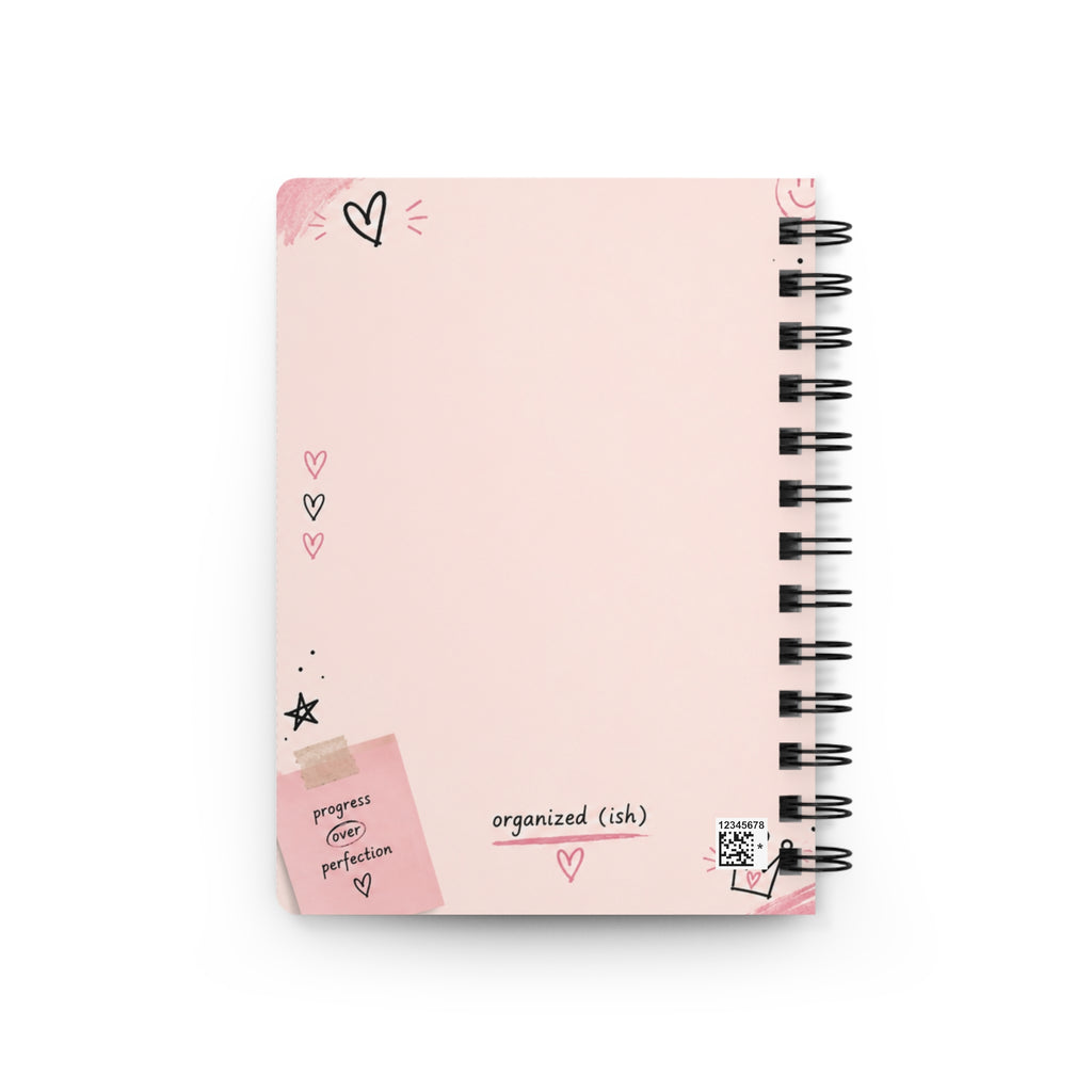 Spiral Notebook — "Delulu But Organized" Pink Floral Planner Journal for Cute, Quirky Organization