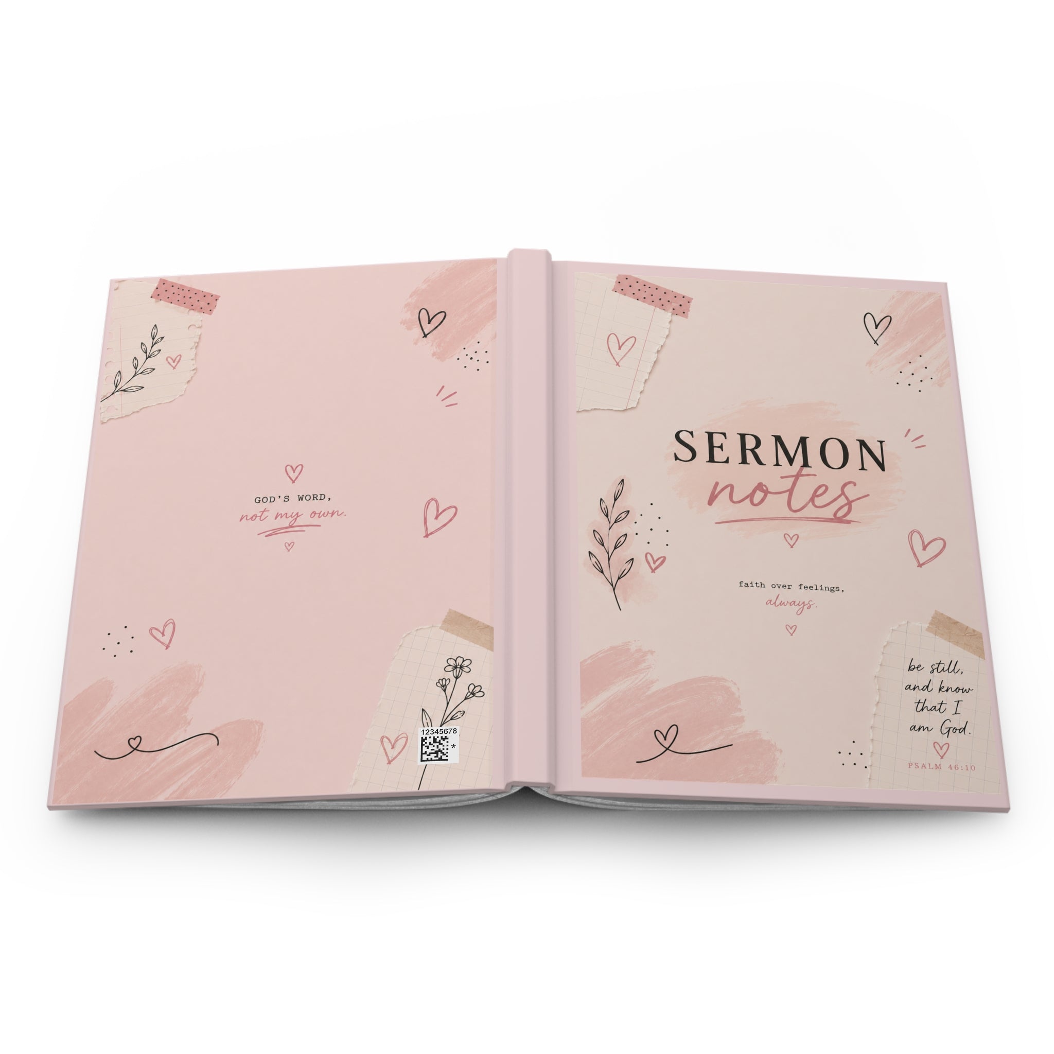 Sermon Notes Hardcover Journal — Pink Faith Notebook for Church, Bible Study & Prayer