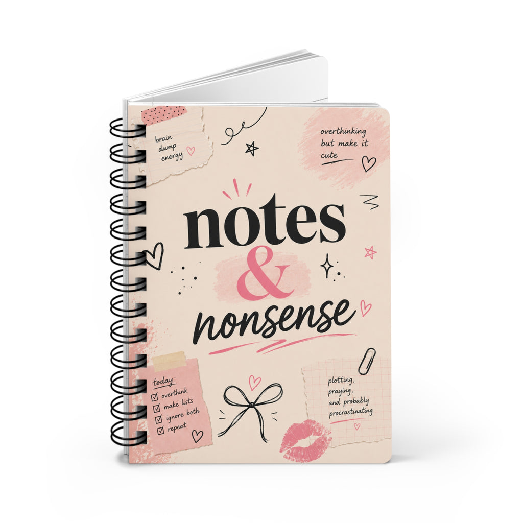 Notes & Nonsense Spiral Journal — Cute Pink Notebook for Doodles, Lists & Daily Notes