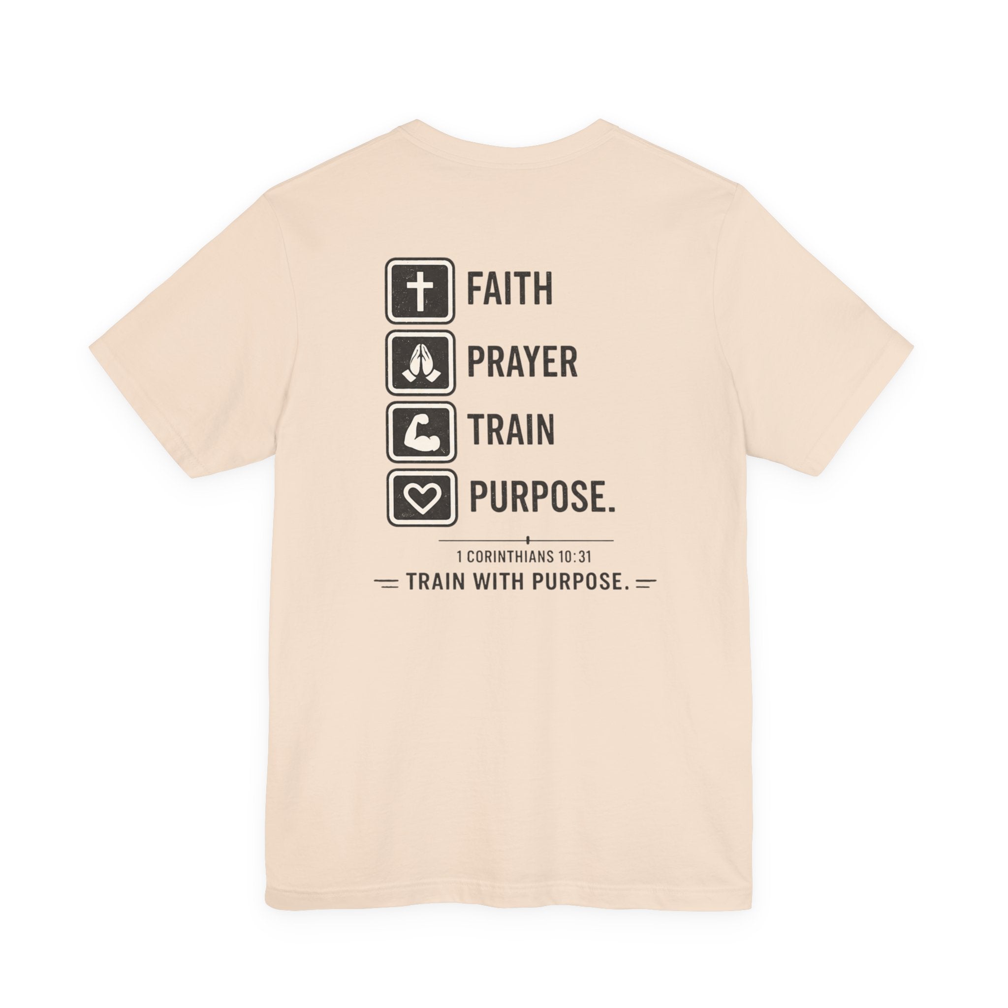 Faith Prayer Train Purpose Shirt | Christian Gym Tee | Bella Canvas Workout Shirt | Train With Purpose Tee