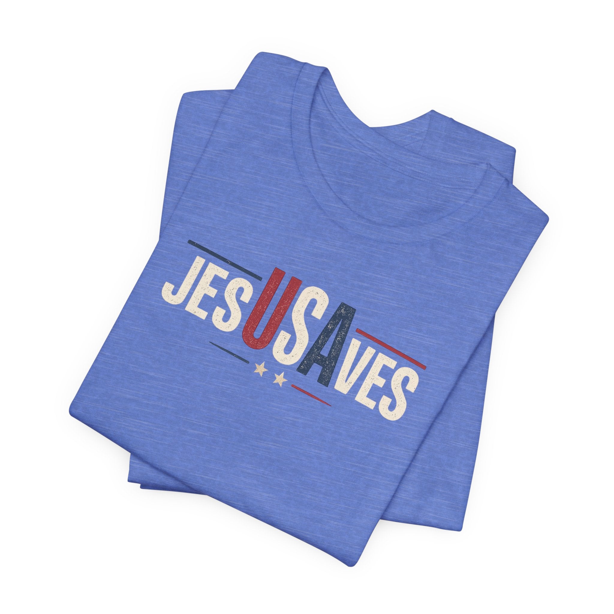 Jesus Saves Patriotic T‑Shirt — 'JesUSAves' Christian Tee
