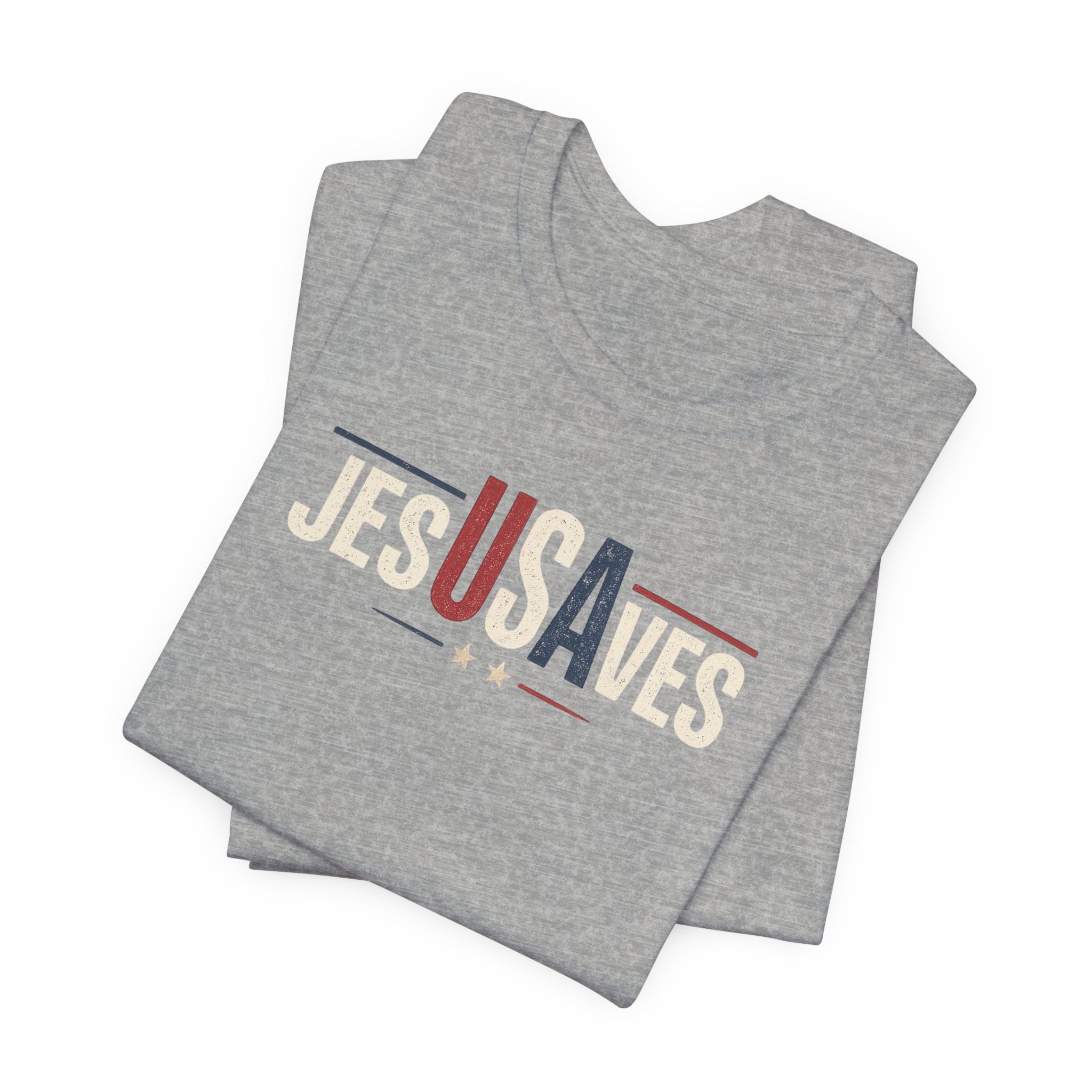Jesus Saves Patriotic T‑Shirt — 'JesUSAves' Christian Tee
