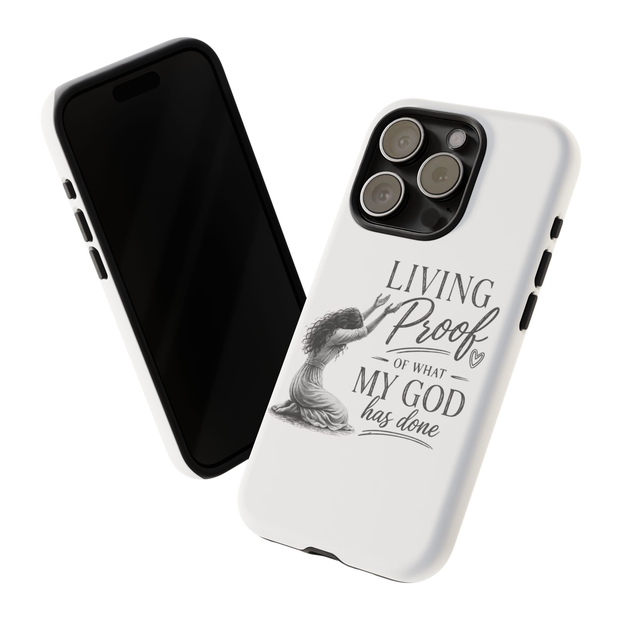 Faith-Inspired Tough Phone Case — "Living Proof of What My God Has Done"