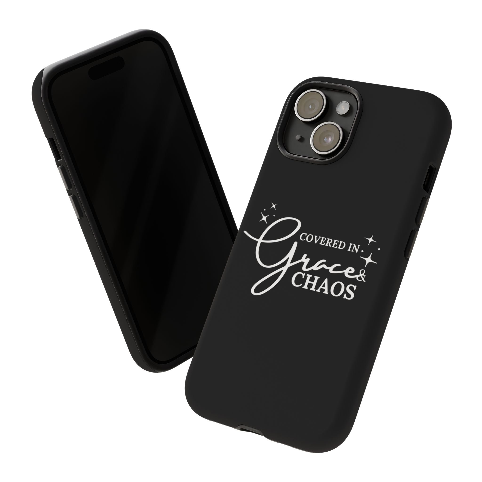 Covered in Grace & Chaos Phone Case — Inspirational Black Tough Case