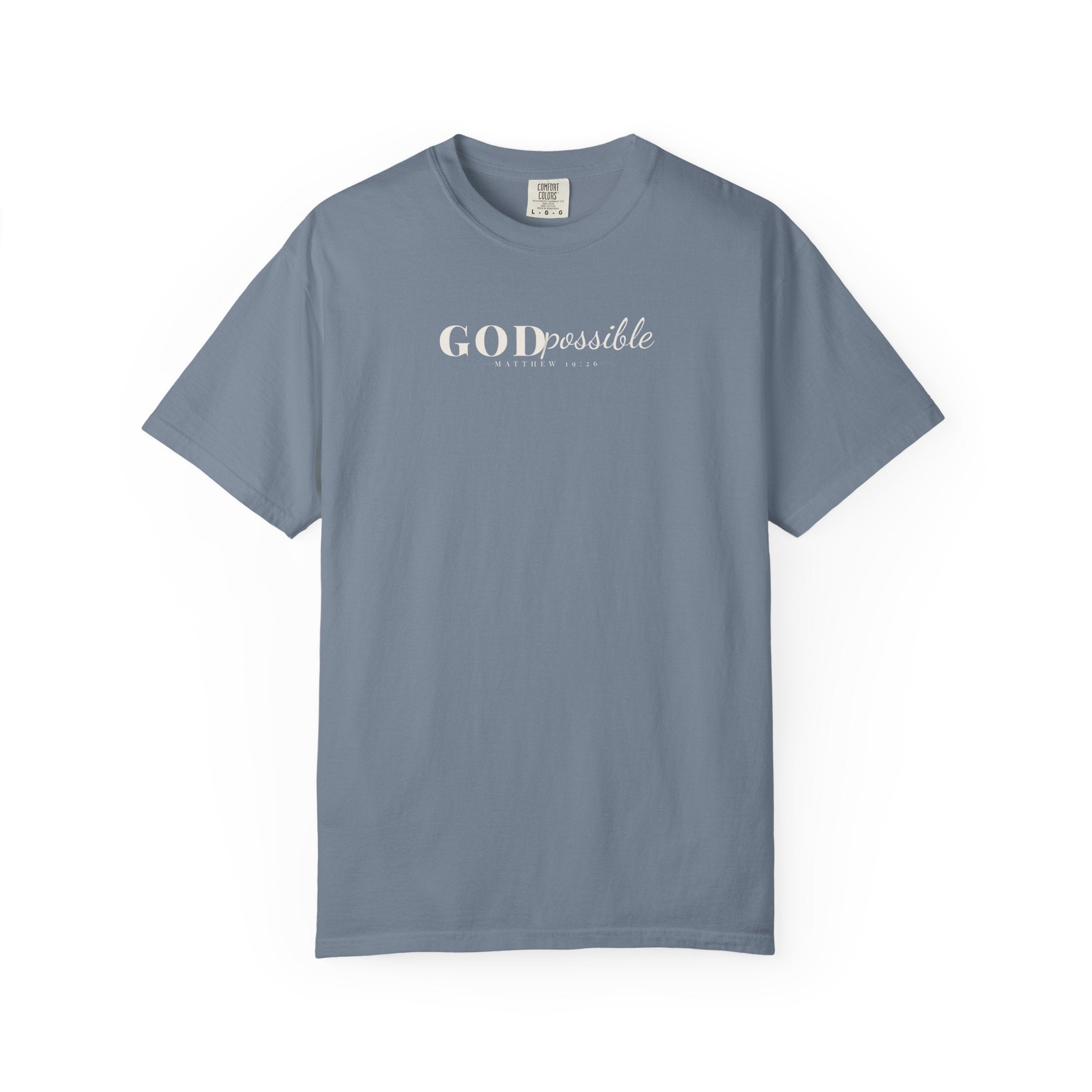 Godpossible Tee – Matthew 19:26 Christian Shirt | Faith Graphic Tee | Comfort Colors T-Shirt