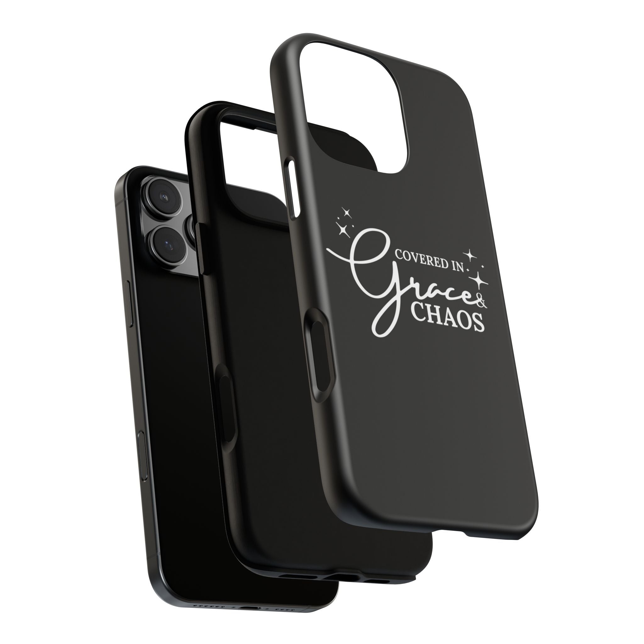 Covered in Grace & Chaos Phone Case — Inspirational Black Tough Case