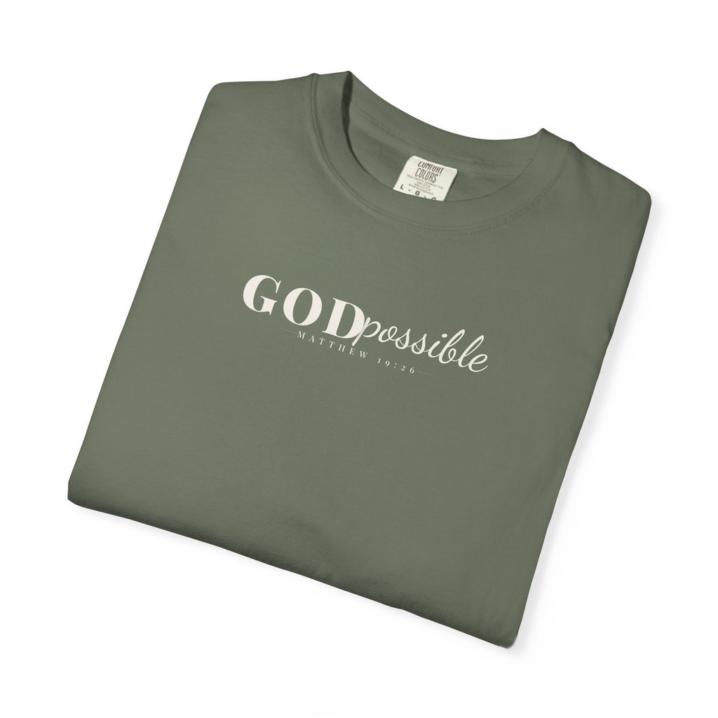 Godpossible Tee – Matthew 19:26 Christian Shirt | Faith Graphic Tee | Comfort Colors T-Shirt