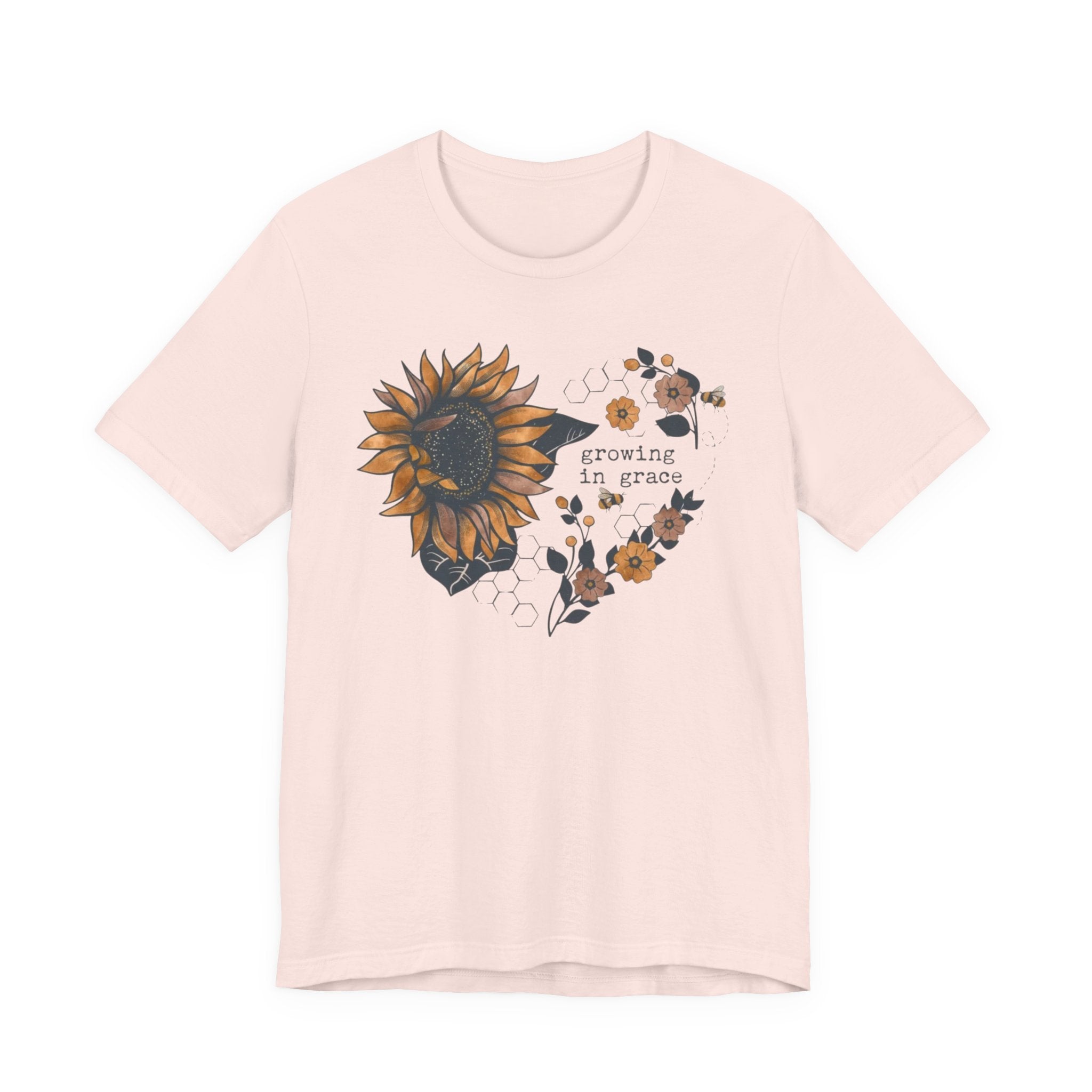 Growing in Grace Sunflower Tee | Faith Floral Graphic Shirt | Christian Bella Canvas T-Shirt