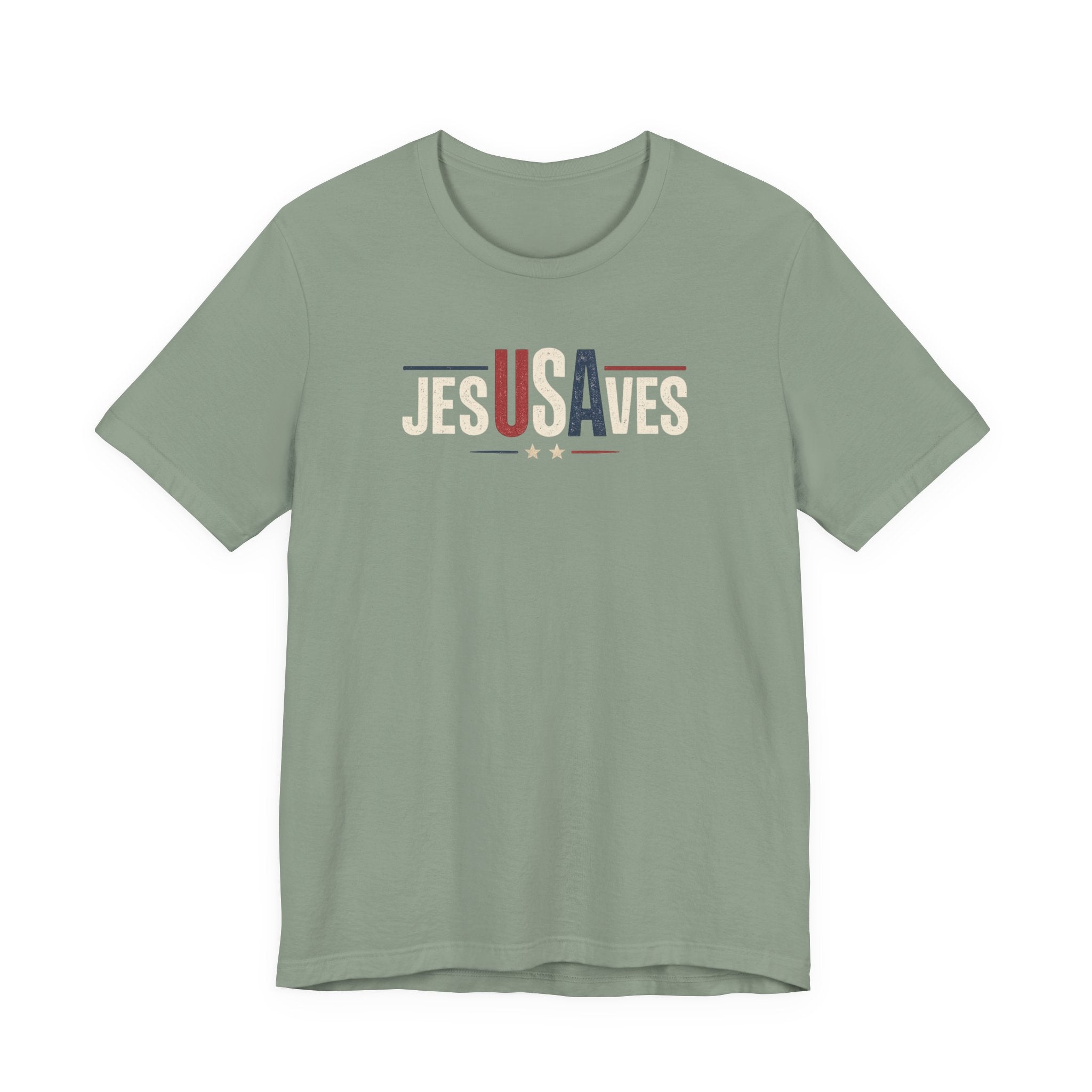 Jesus Saves Patriotic T‑Shirt — 'JesUSAves' Christian Tee