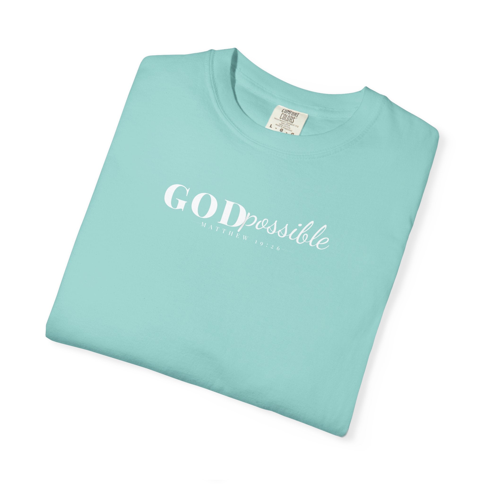 Godpossible Tee – Matthew 19:26 Christian Shirt | Faith Graphic Tee | Comfort Colors T-Shirt