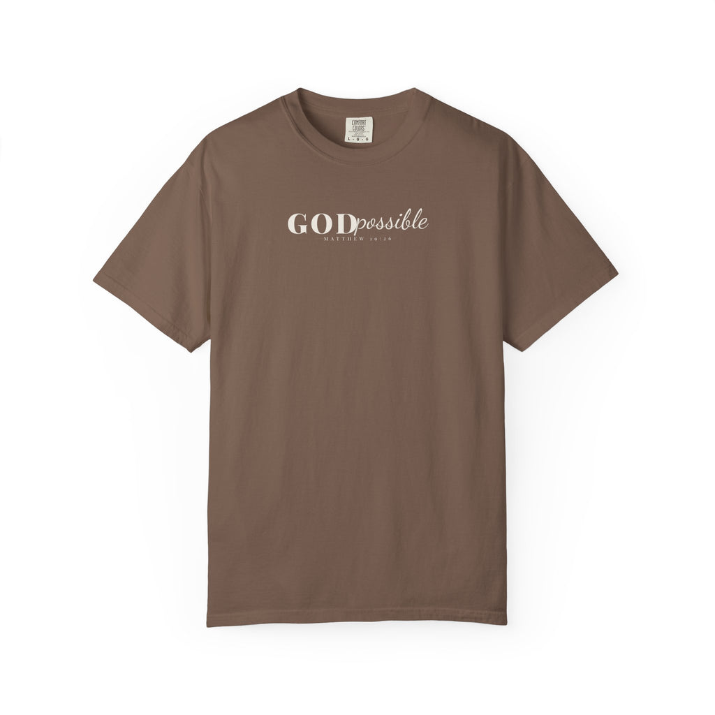 Godpossible Tee – Matthew 19:26 Christian Shirt | Faith Graphic Tee | Comfort Colors T-Shirt