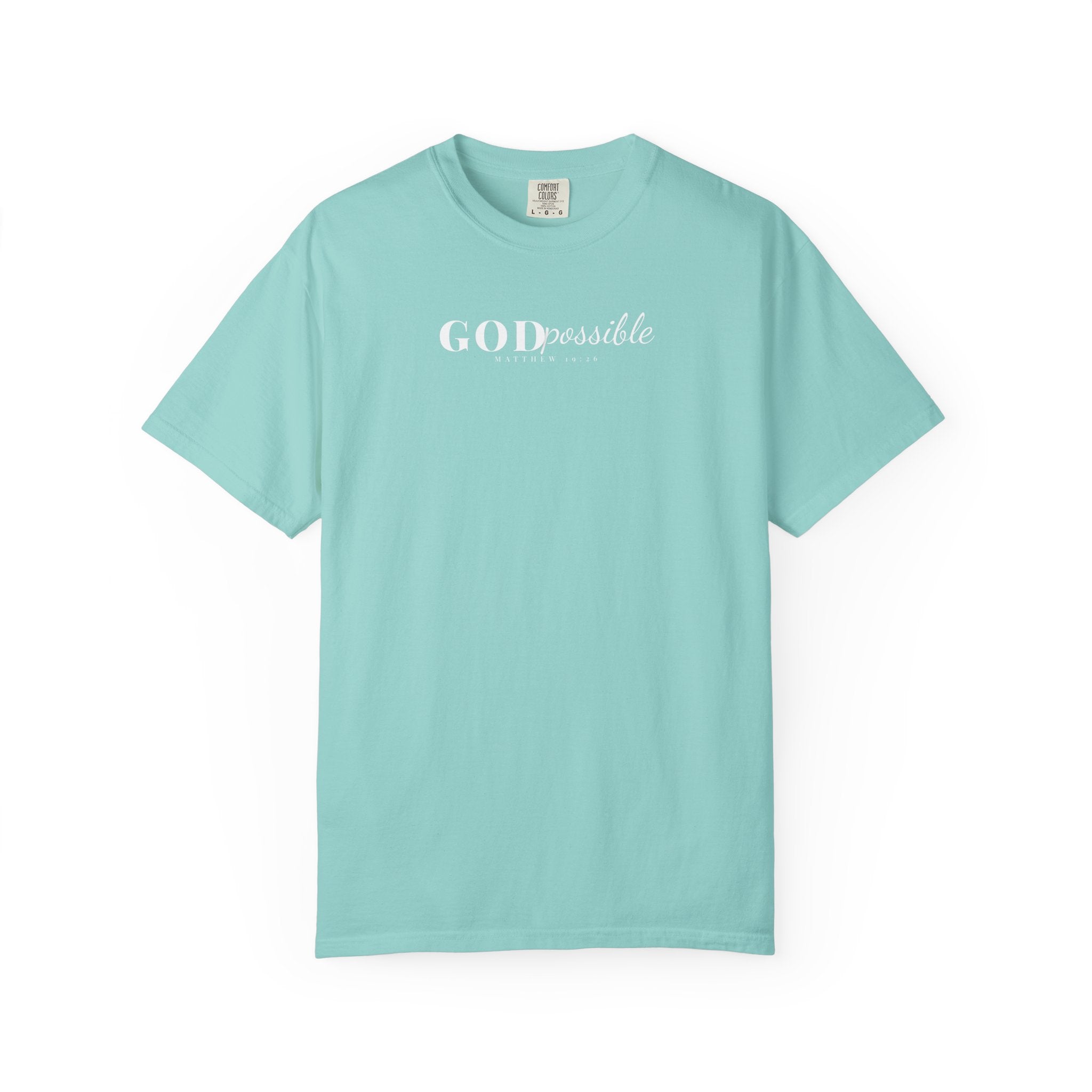 Godpossible Tee – Matthew 19:26 Christian Shirt | Faith Graphic Tee | Comfort Colors T-Shirt