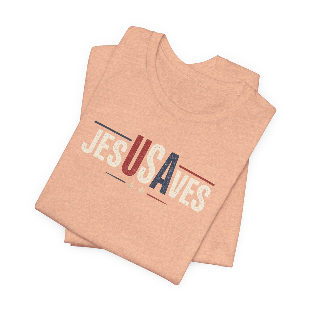 Jesus Saves Patriotic T‑Shirt — 'JesUSAves' Christian Tee