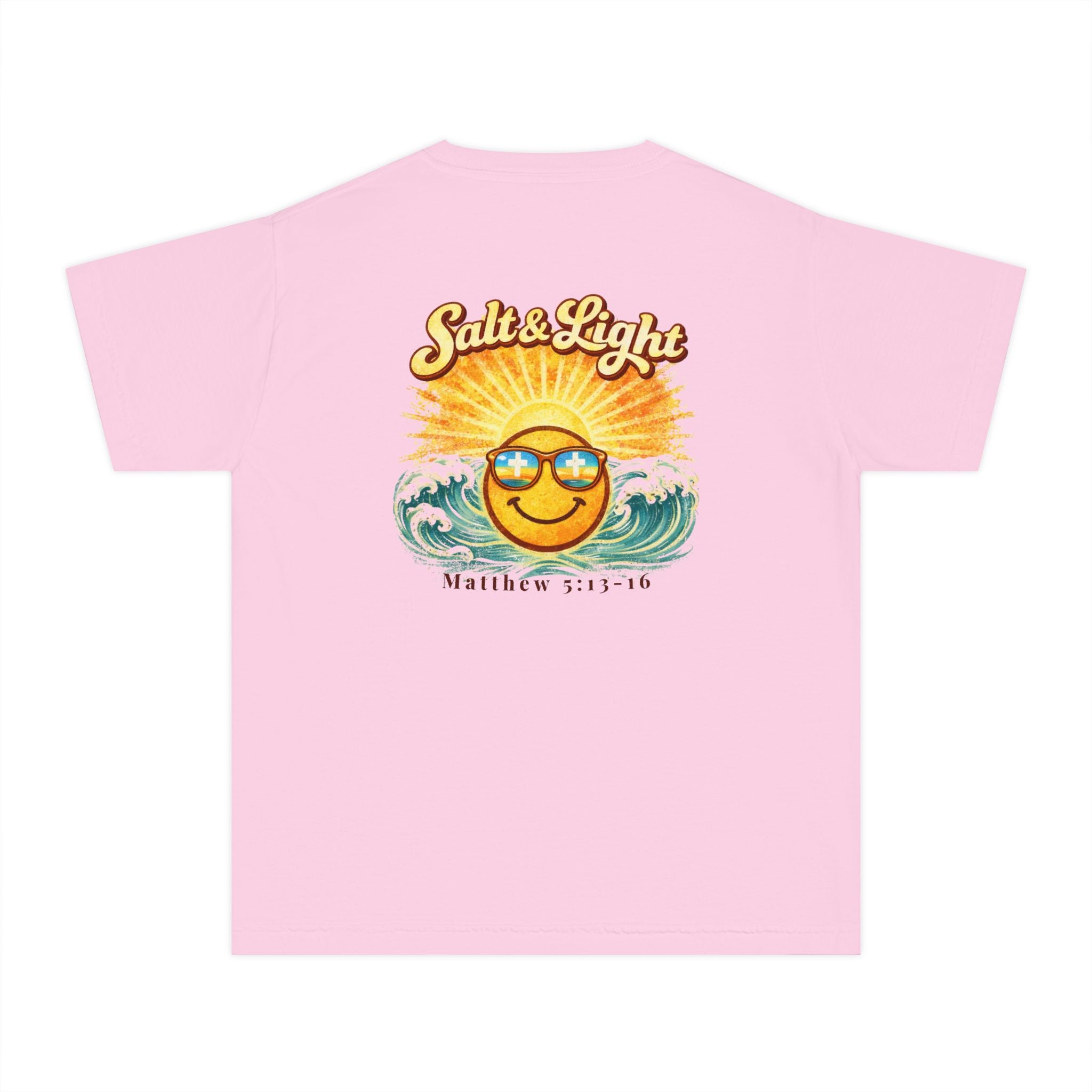 Youth Tee — "Salt & Light" Smiling Sun Graphic (Matthew 5:13-16)