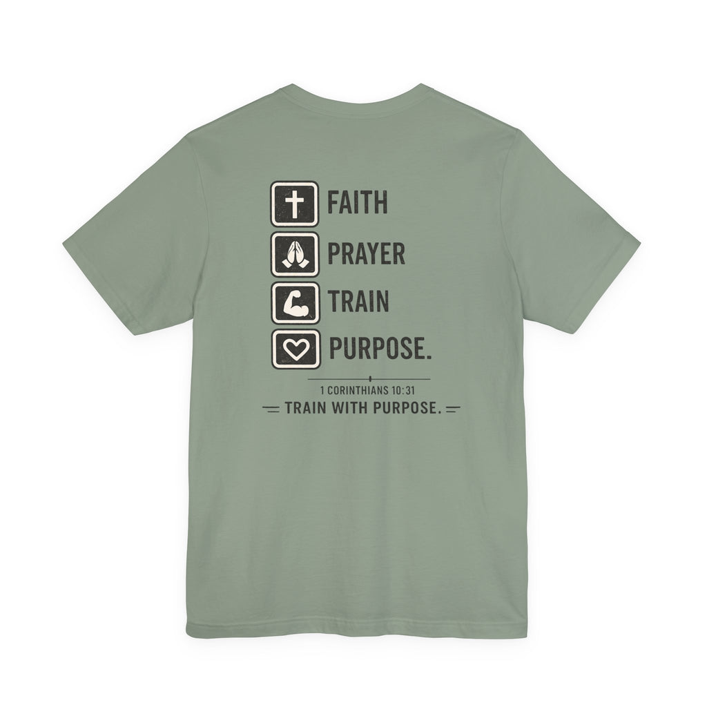 Faith Prayer Train Purpose Shirt | Christian Gym Tee | Bella Canvas Workout Shirt | Train With Purpose Tee