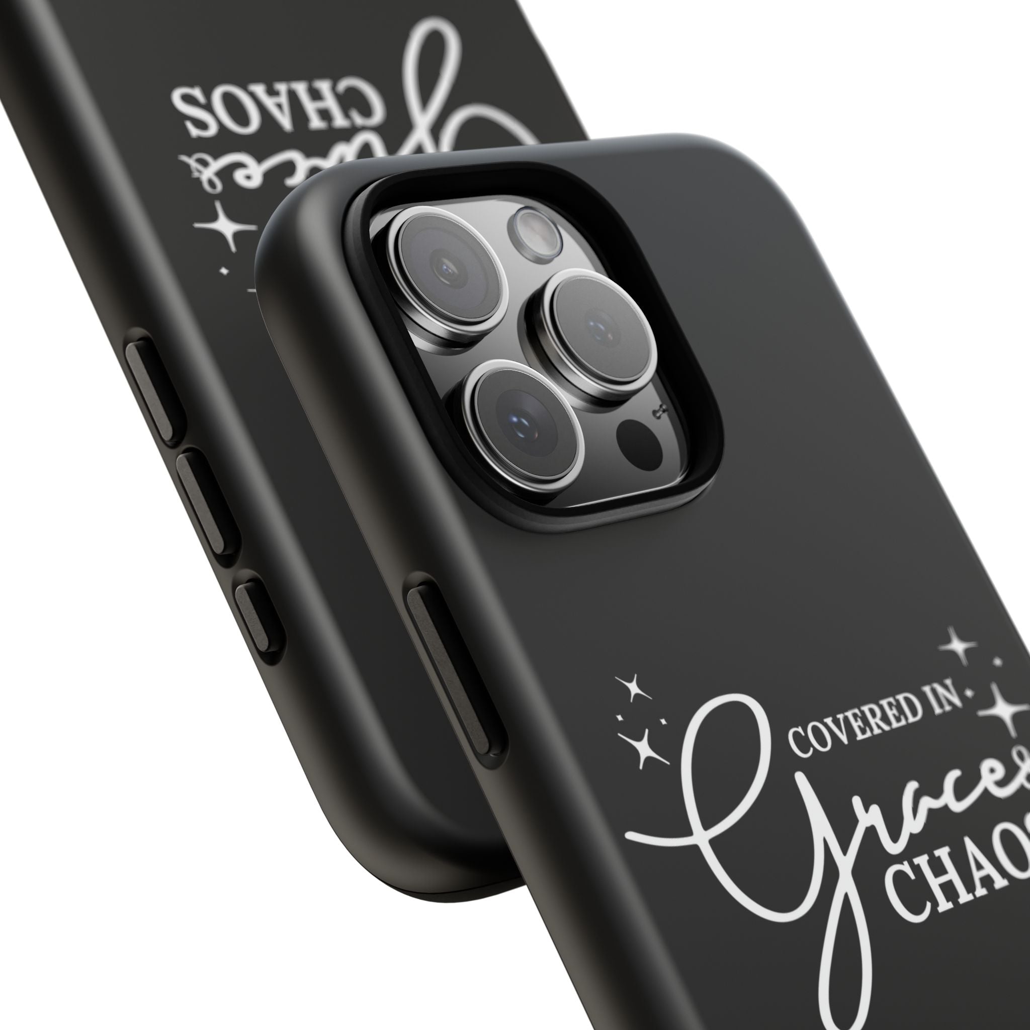 Covered in Grace & Chaos Phone Case — Inspirational Black Tough Case