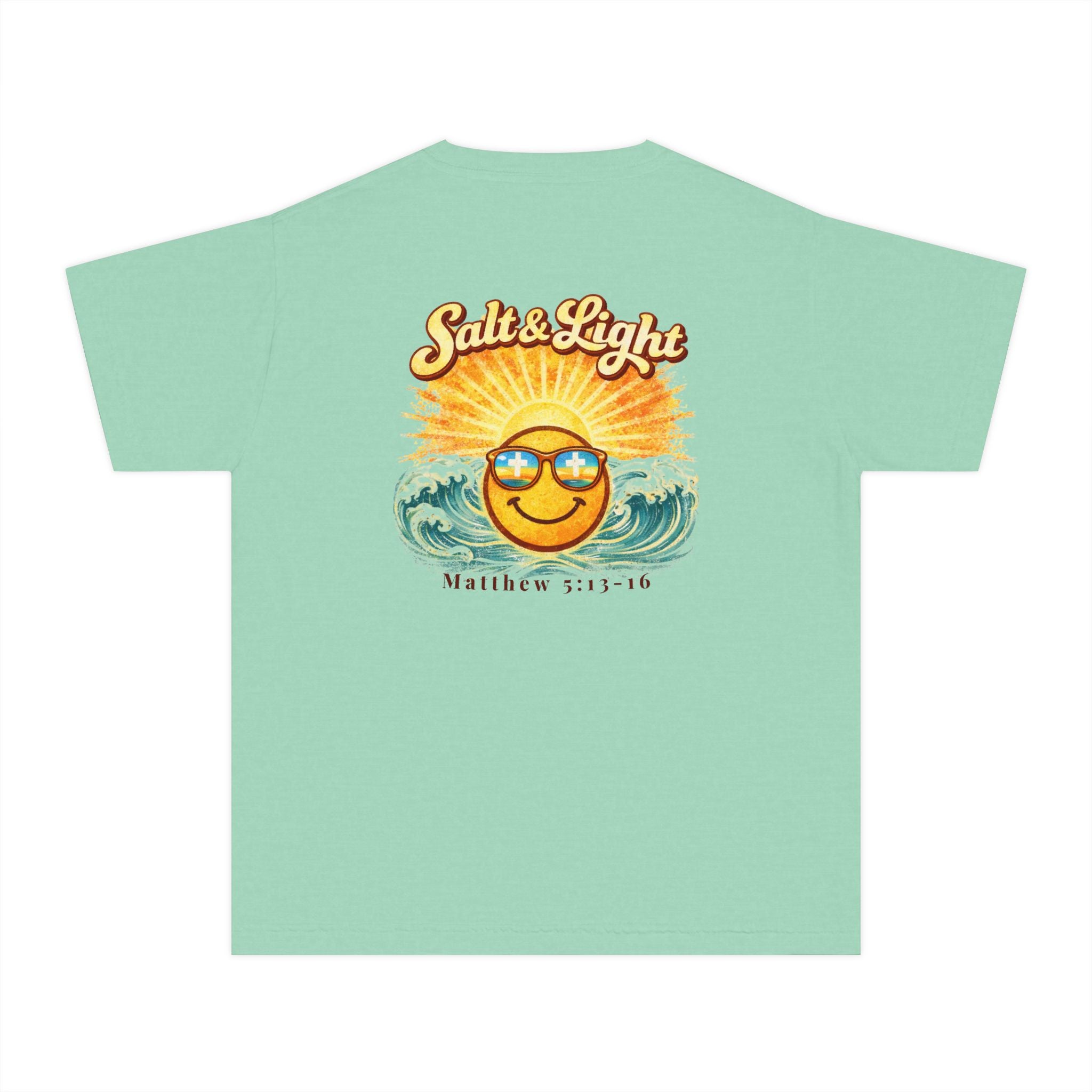 Youth Tee — "Salt & Light" Smiling Sun Graphic (Matthew 5:13-16)