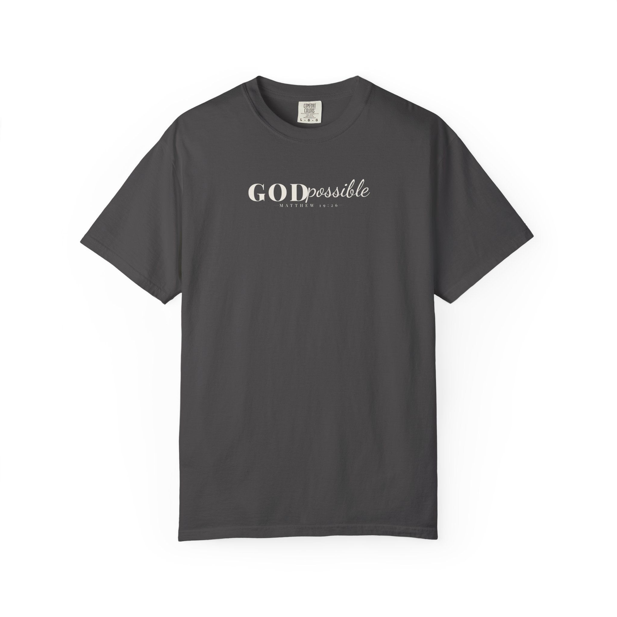 Godpossible Tee – Matthew 19:26 Christian Shirt | Faith Graphic Tee | Comfort Colors T-Shirt
