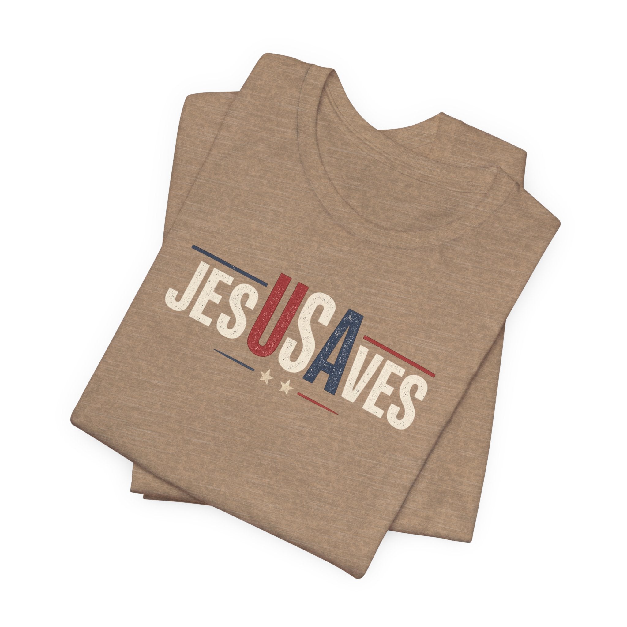 Jesus Saves Patriotic T‑Shirt — 'JesUSAves' Christian Tee