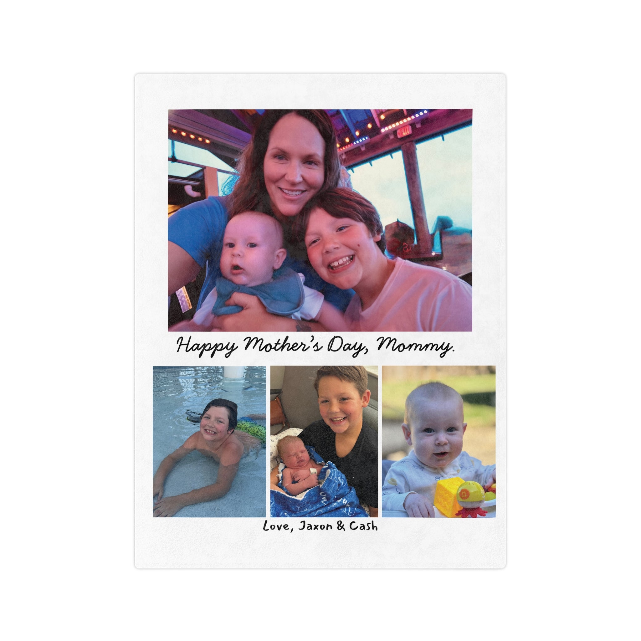 Personalized Photo Collage Blanket — "Happy Mother's Day, Mommy" Velveteen Throw