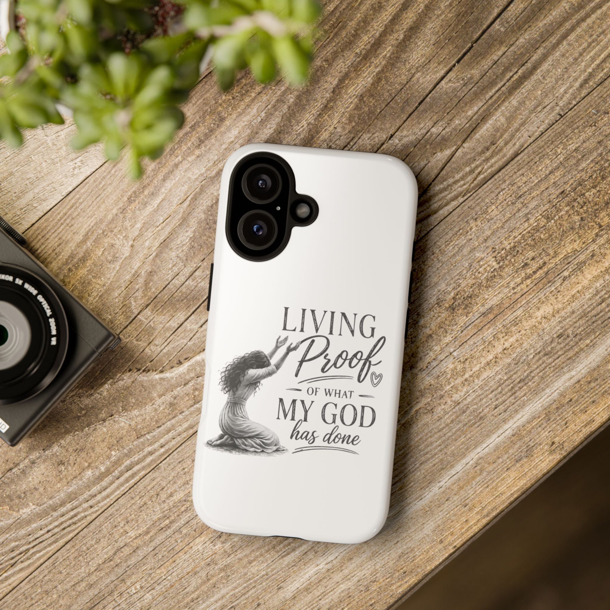 Faith-Inspired Tough Phone Case — "Living Proof of What My God Has Done"