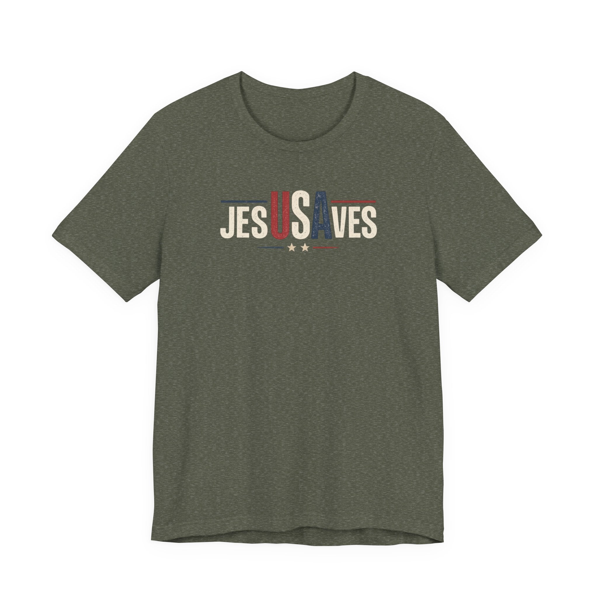 Jesus Saves Patriotic T‑Shirt — 'JesUSAves' Christian Tee