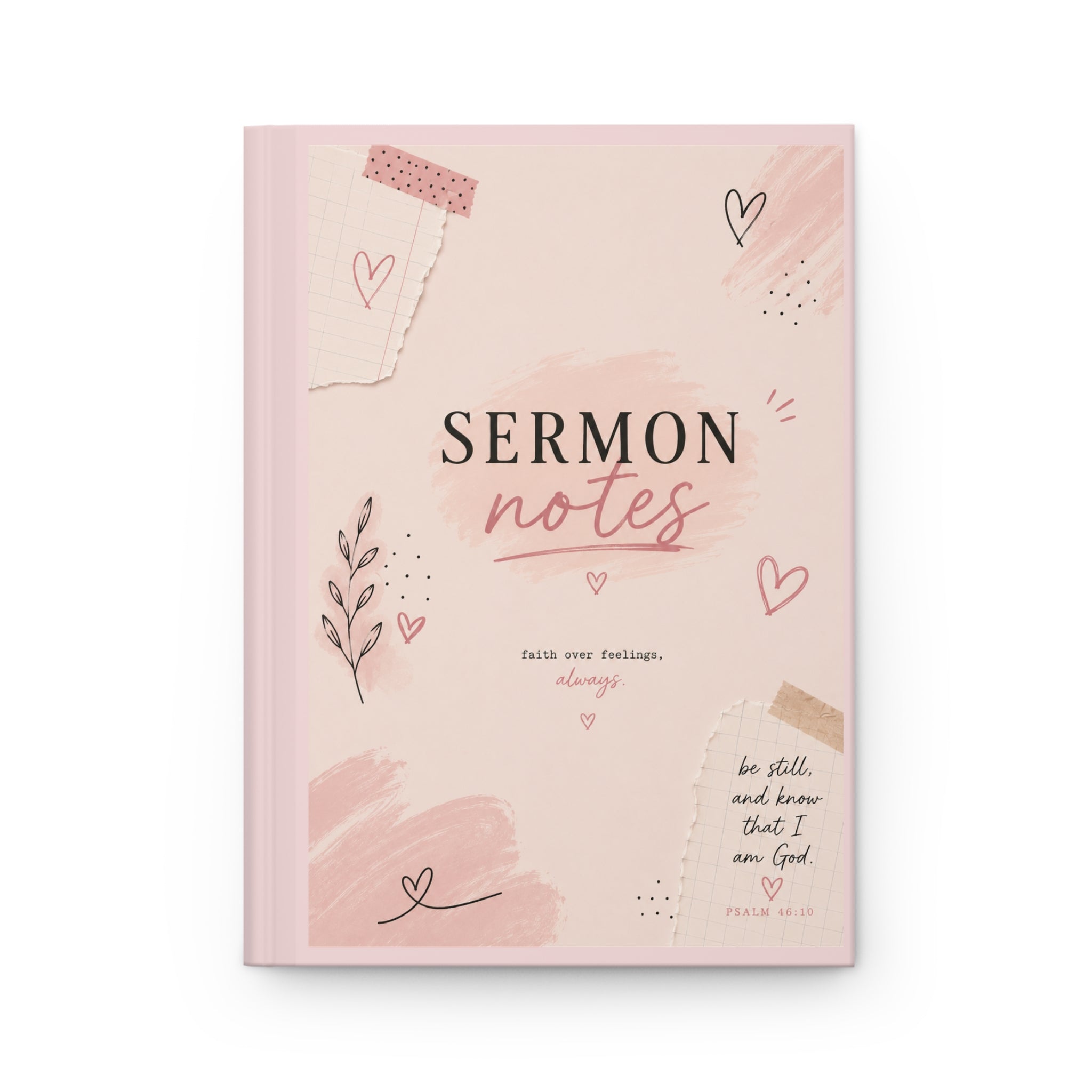 Sermon Notes Hardcover Journal — Pink Faith Notebook for Church, Bible Study & Prayer