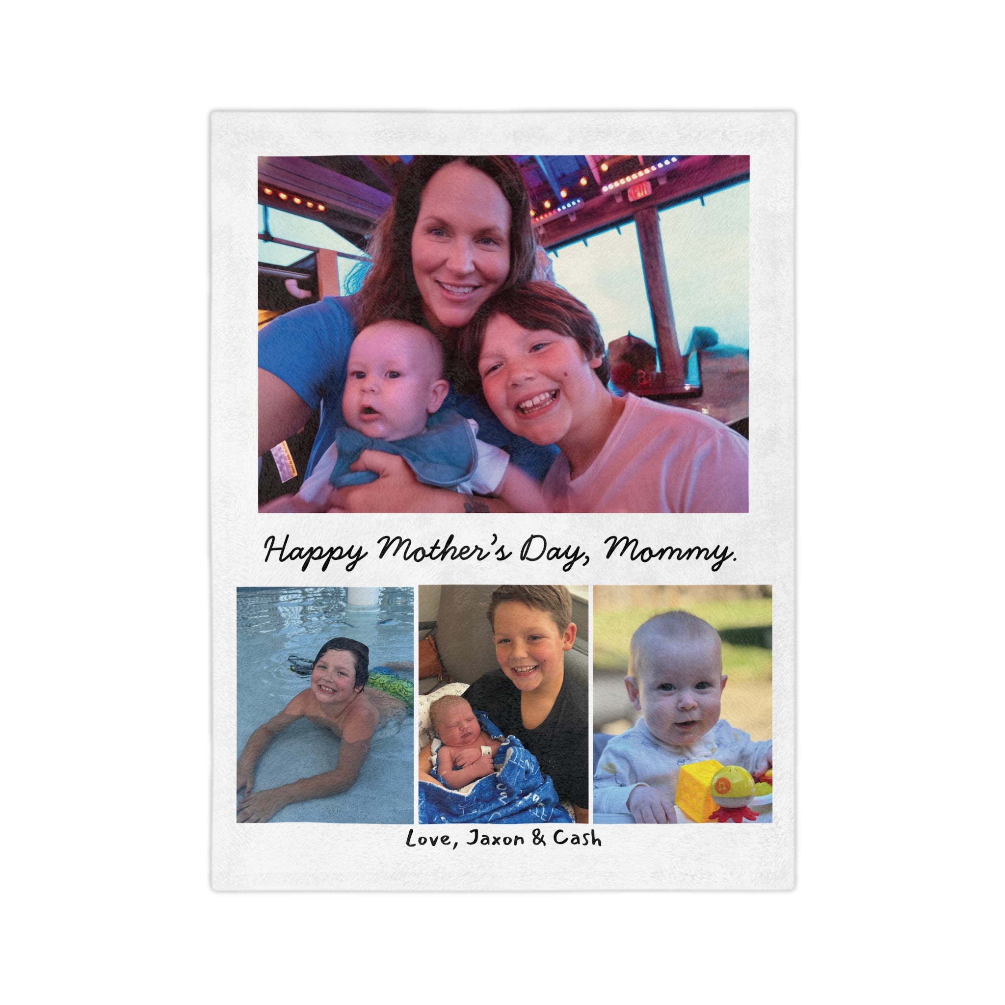 Personalized Photo Collage Blanket — "Happy Mother's Day, Mommy" Velveteen Throw