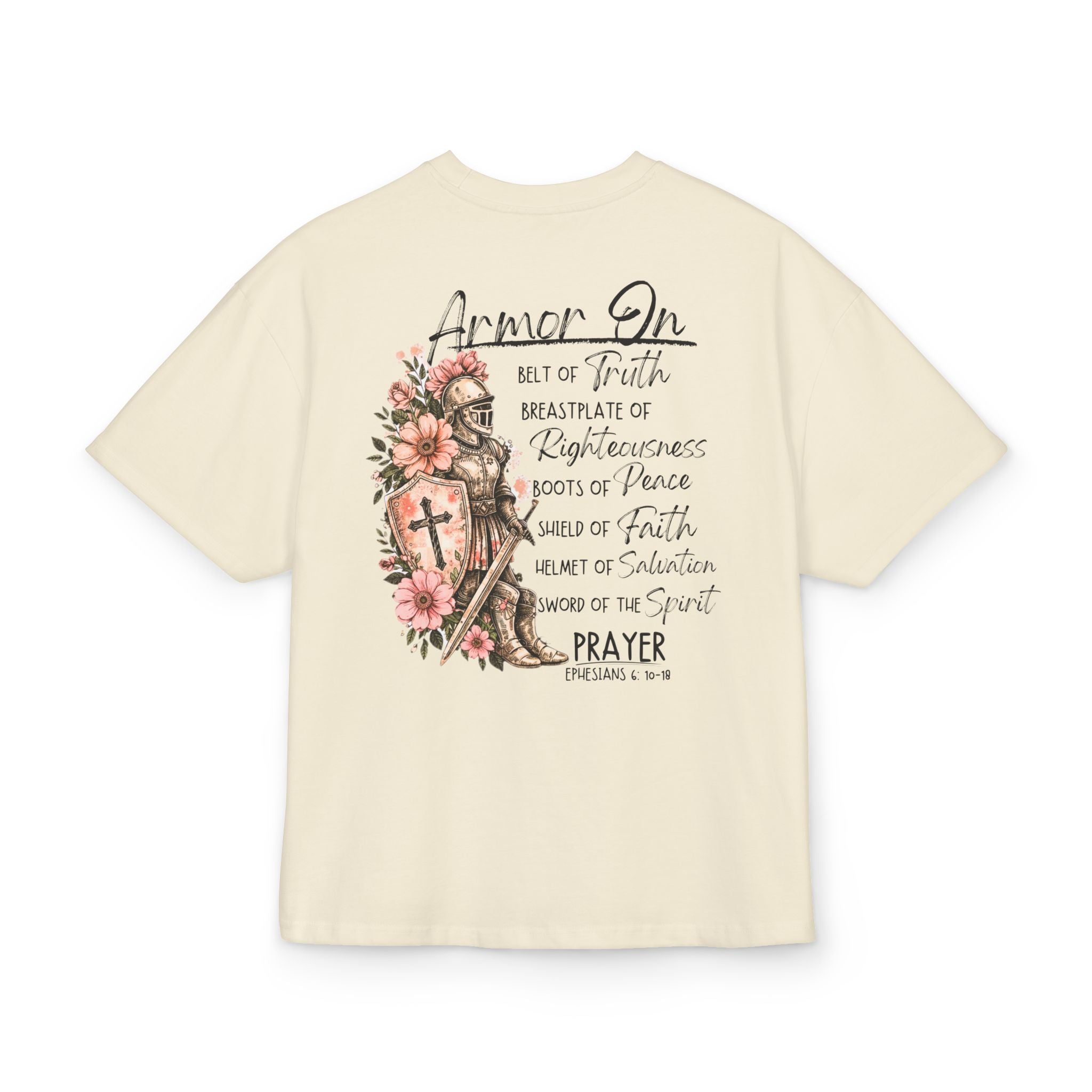 Armor On Oversized Christian Tee – Ephesians 6:10-18 Faith Shirt