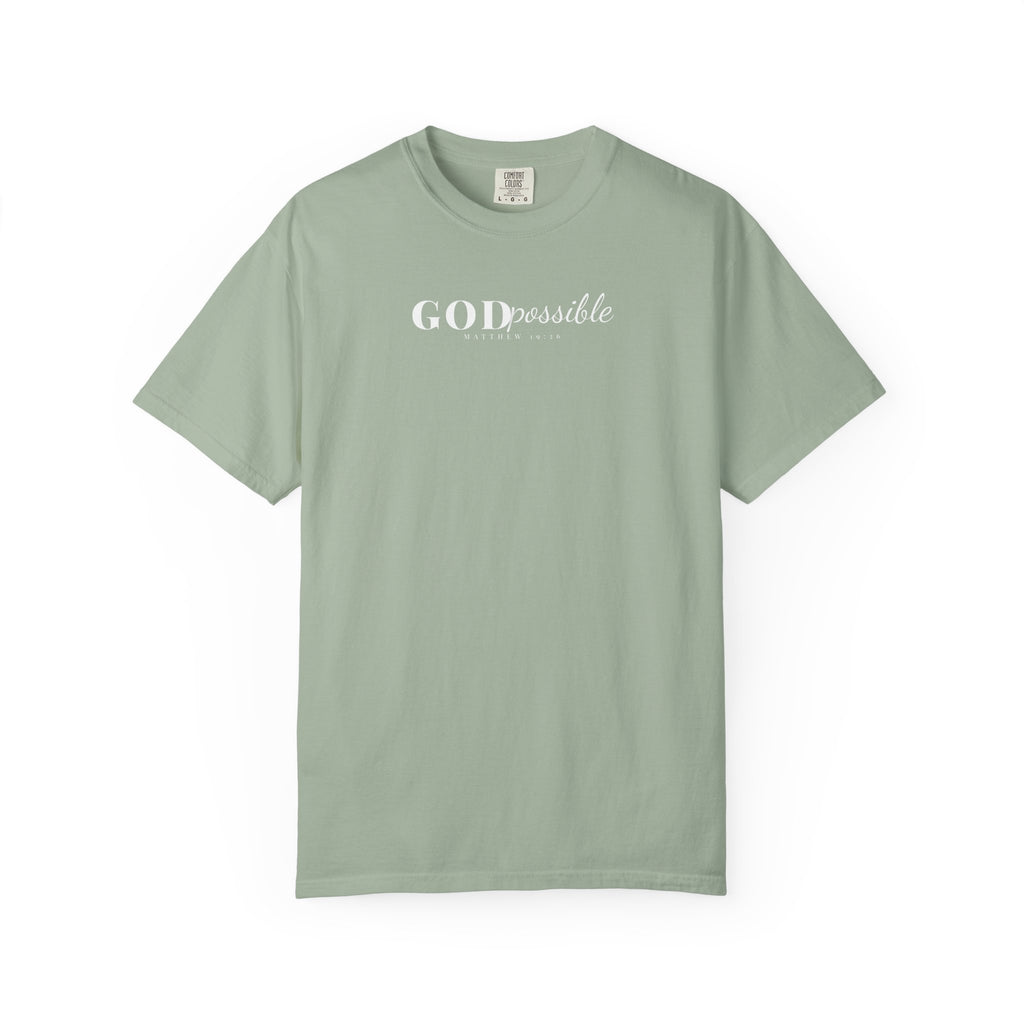 Godpossible Tee – Matthew 19:26 Christian Shirt | Faith Graphic Tee | Comfort Colors T-Shirt