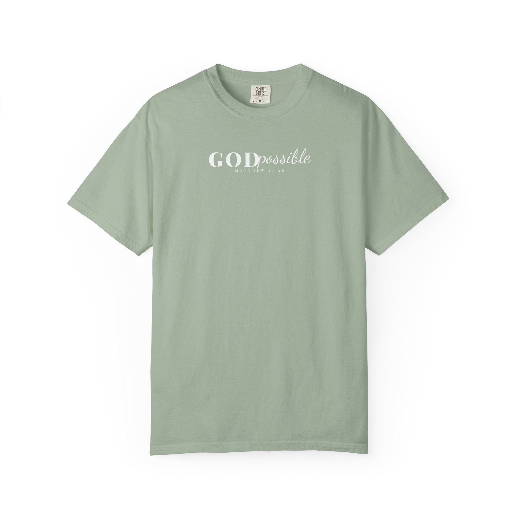 Godpossible Tee – Matthew 19:26 Christian Shirt | Faith Graphic Tee | Comfort Colors T-Shirt