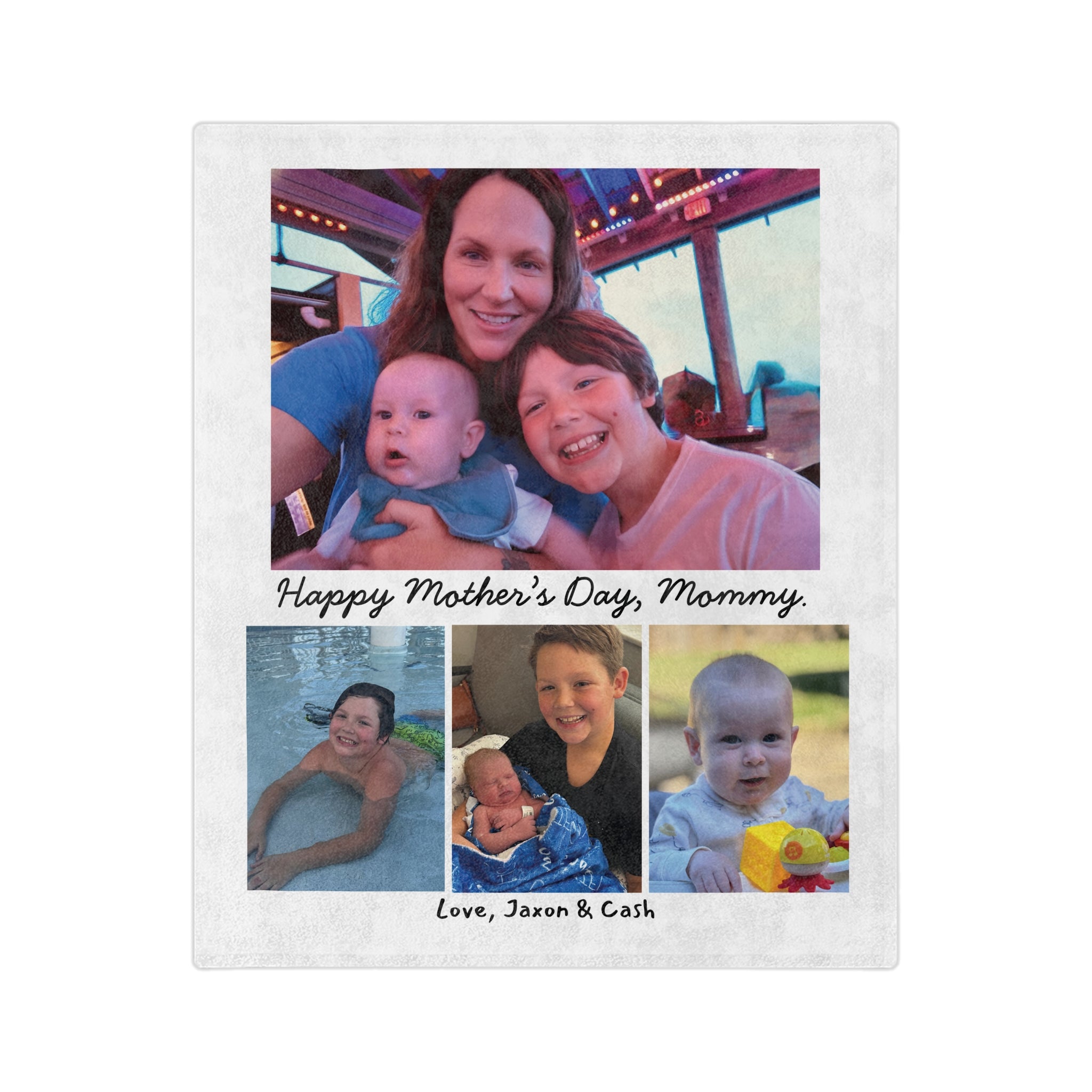 Personalized Photo Collage Blanket — "Happy Mother's Day, Mommy" Velveteen Throw