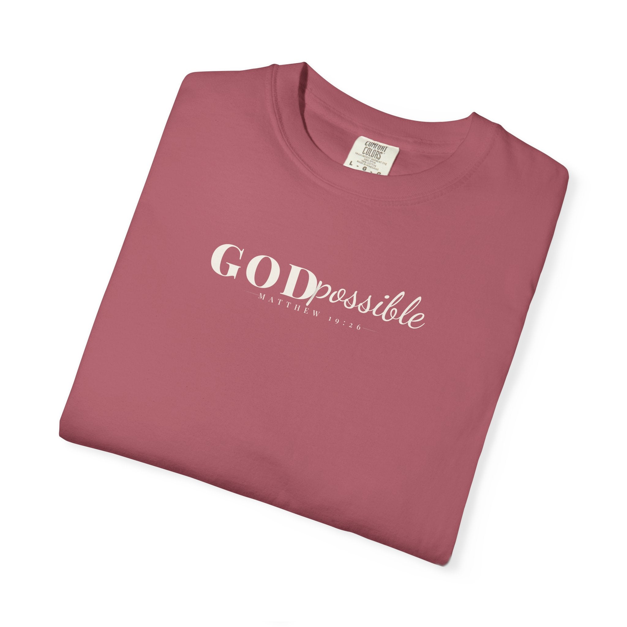 Godpossible Tee – Matthew 19:26 Christian Shirt | Faith Graphic Tee | Comfort Colors T-Shirt