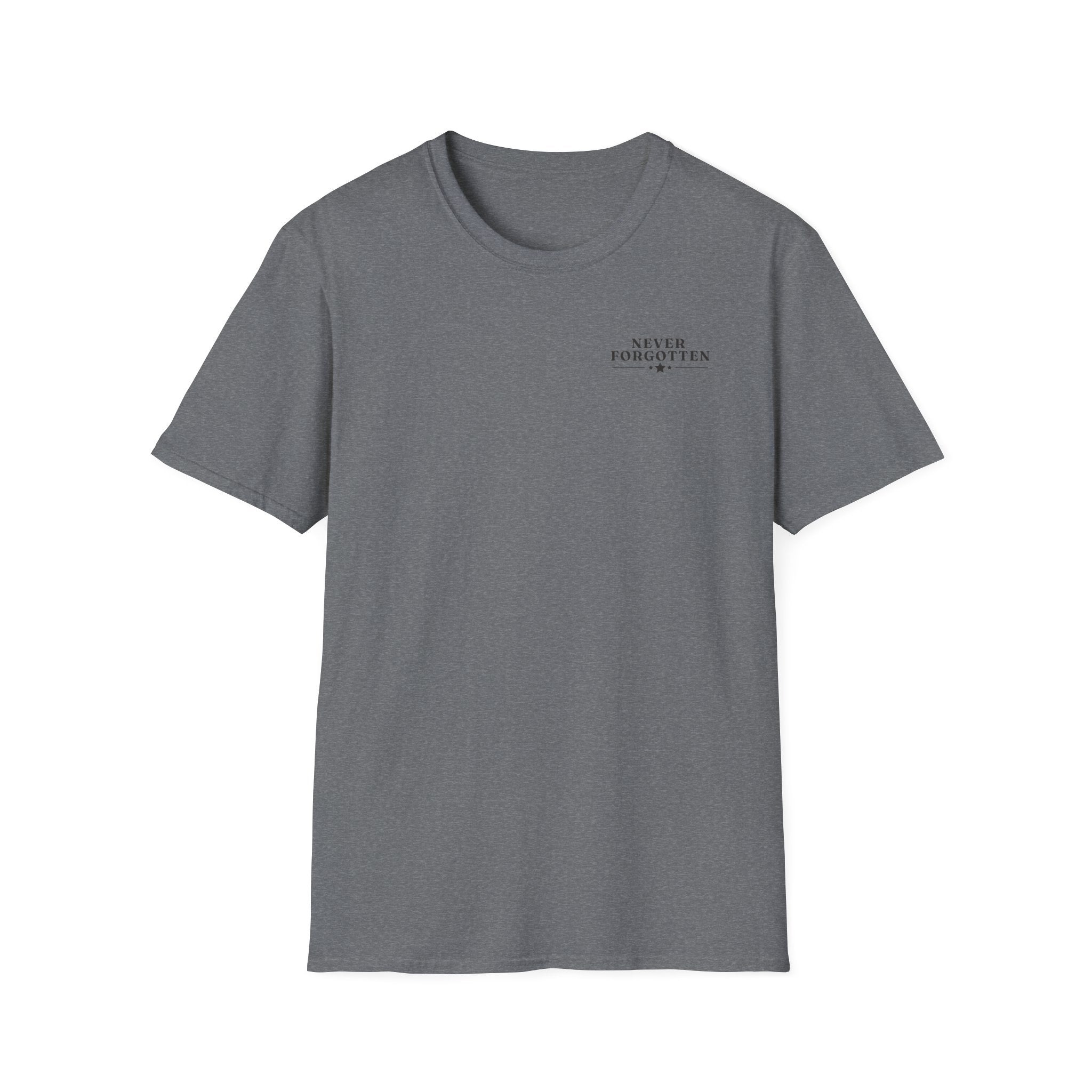 Memorial Military T-Shirt — "Never Forgotten" Fallen Soldier Tribute