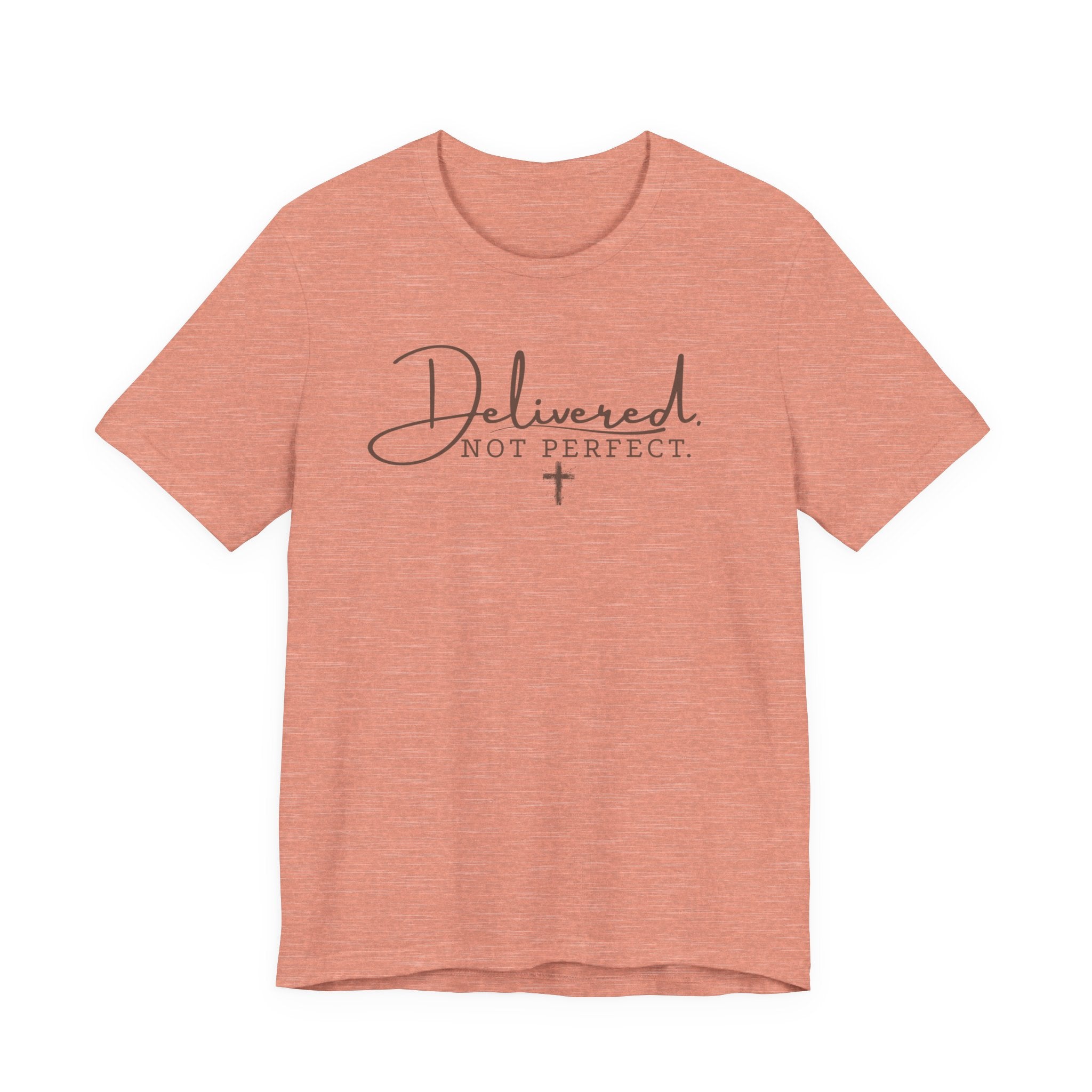 Delivered Not Perfect T-Shirt — Christian Faith Tee with Cross