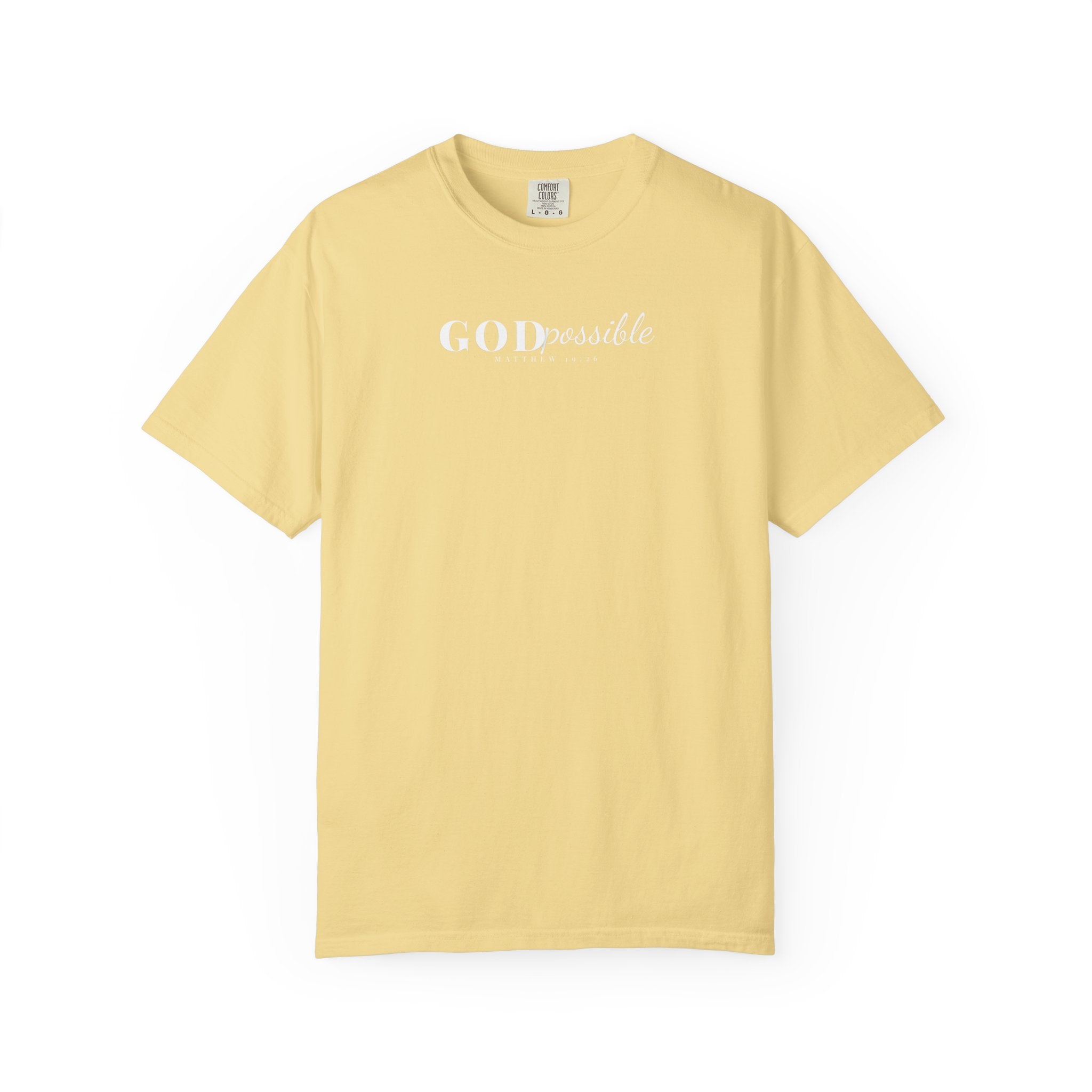 Godpossible Tee – Matthew 19:26 Christian Shirt | Faith Graphic Tee | Comfort Colors T-Shirt