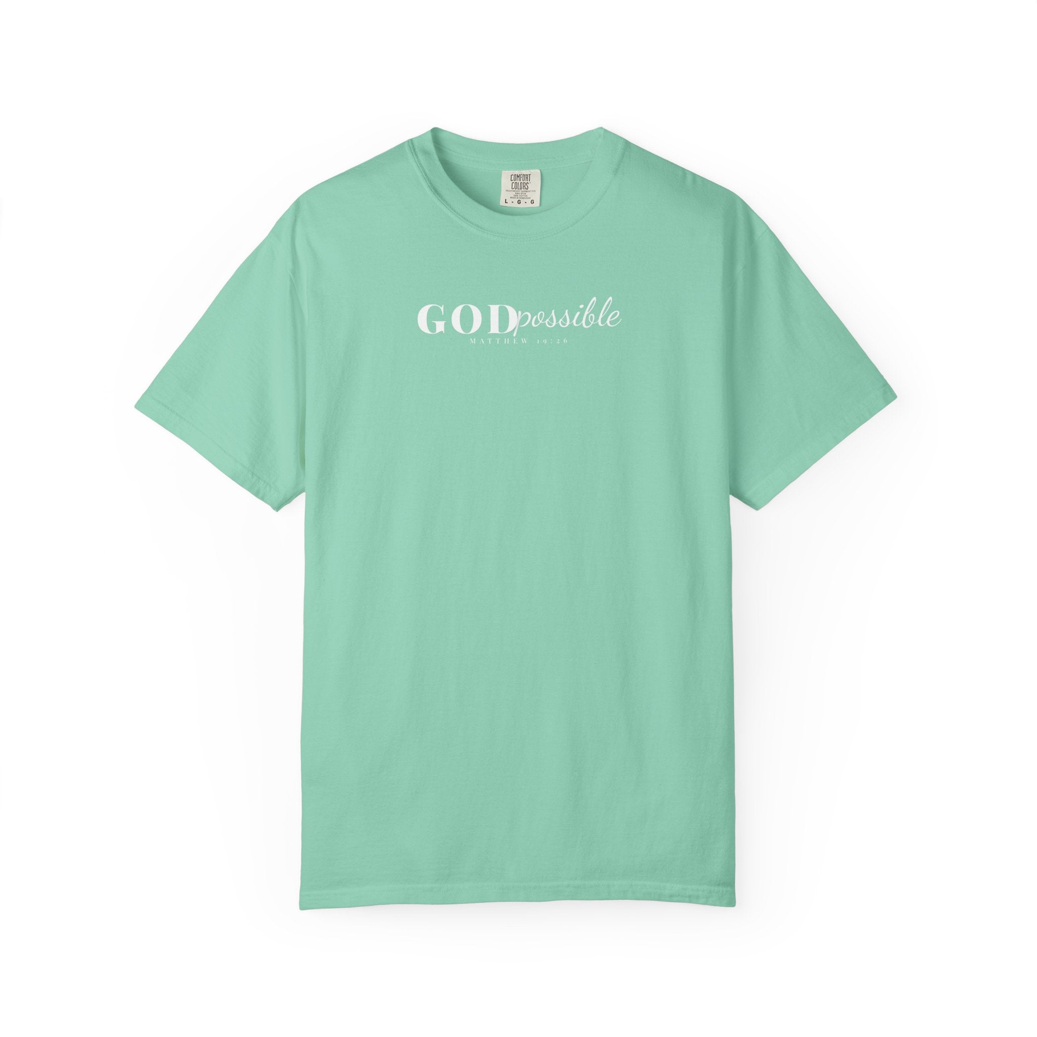 Godpossible Tee – Matthew 19:26 Christian Shirt | Faith Graphic Tee | Comfort Colors T-Shirt