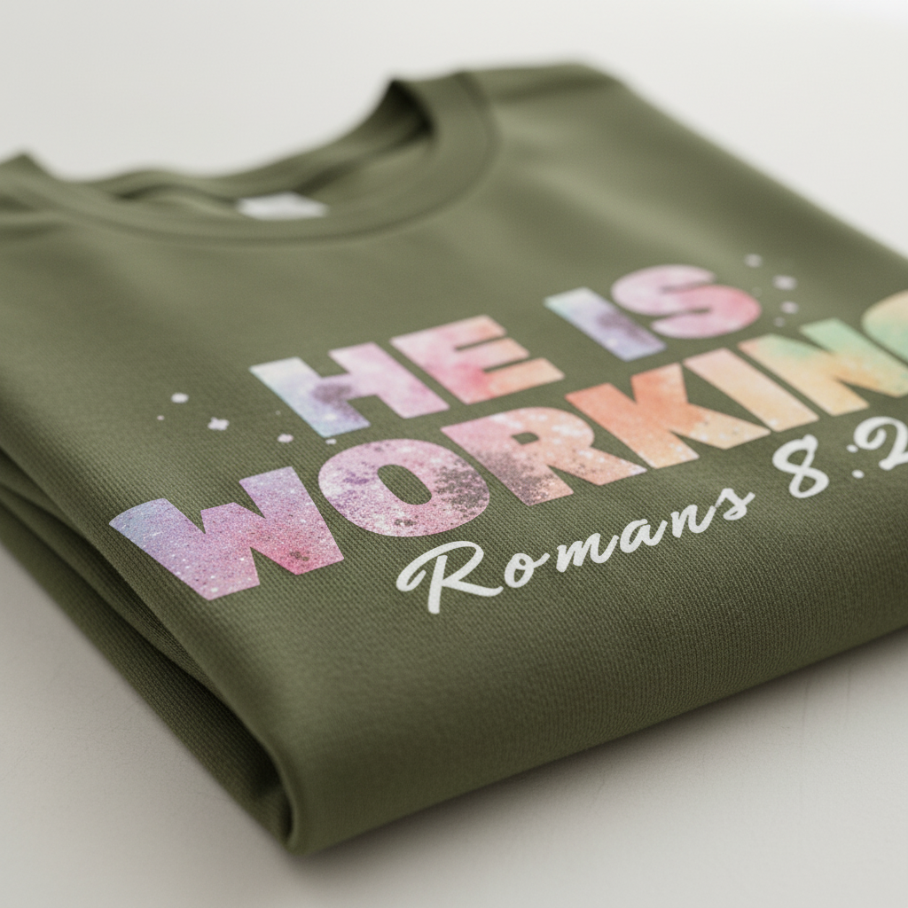 He Is Working – Romans 8:28 Christian Tee