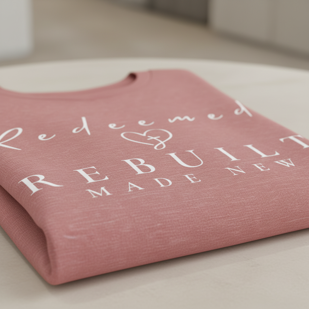 Rebuilt & Redeemed Tee — Inspirational Christian Faith Shirt