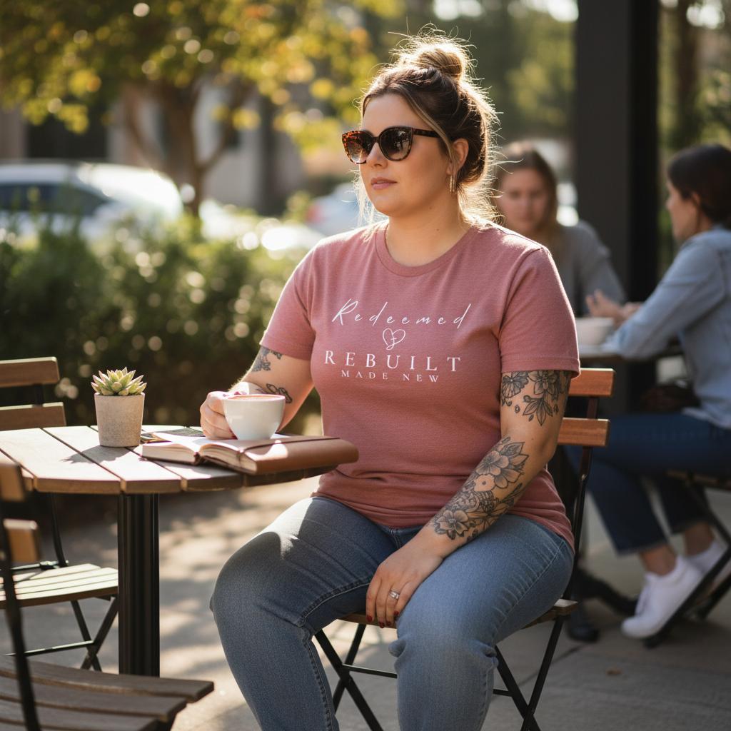 Rebuilt & Redeemed Tee — Inspirational Christian Faith Shirt