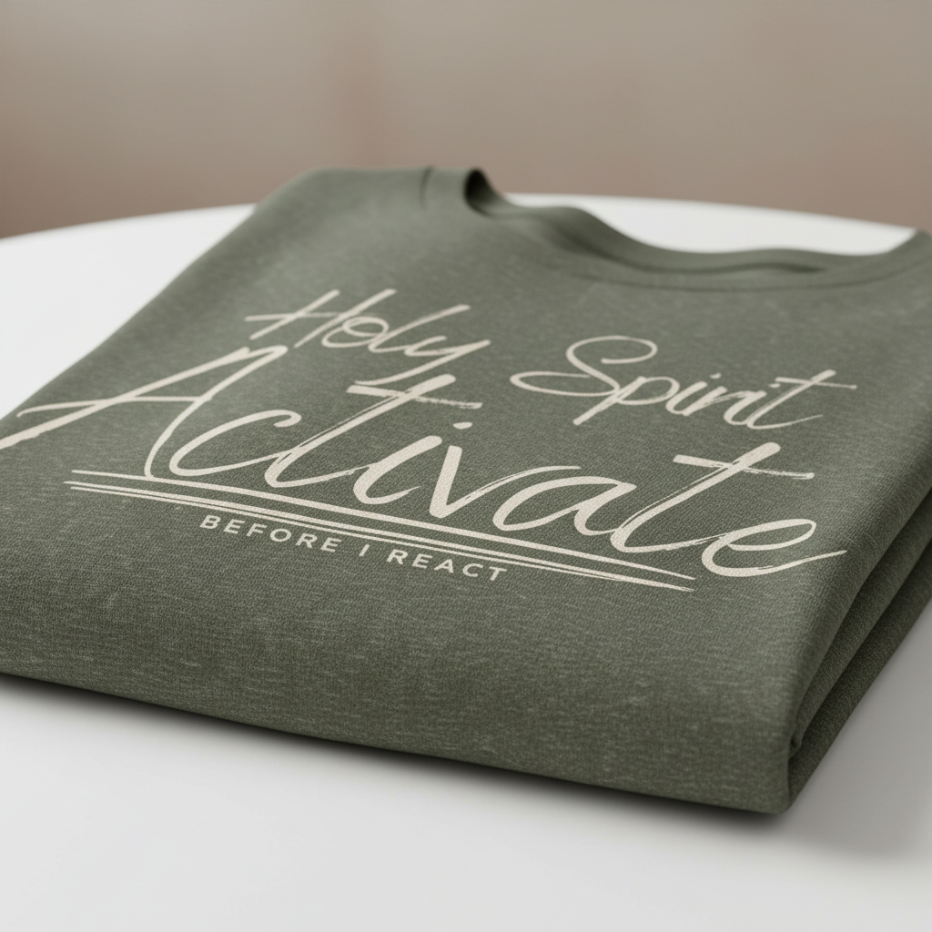 Holy Spirit Activate Before I React Graphic Tee