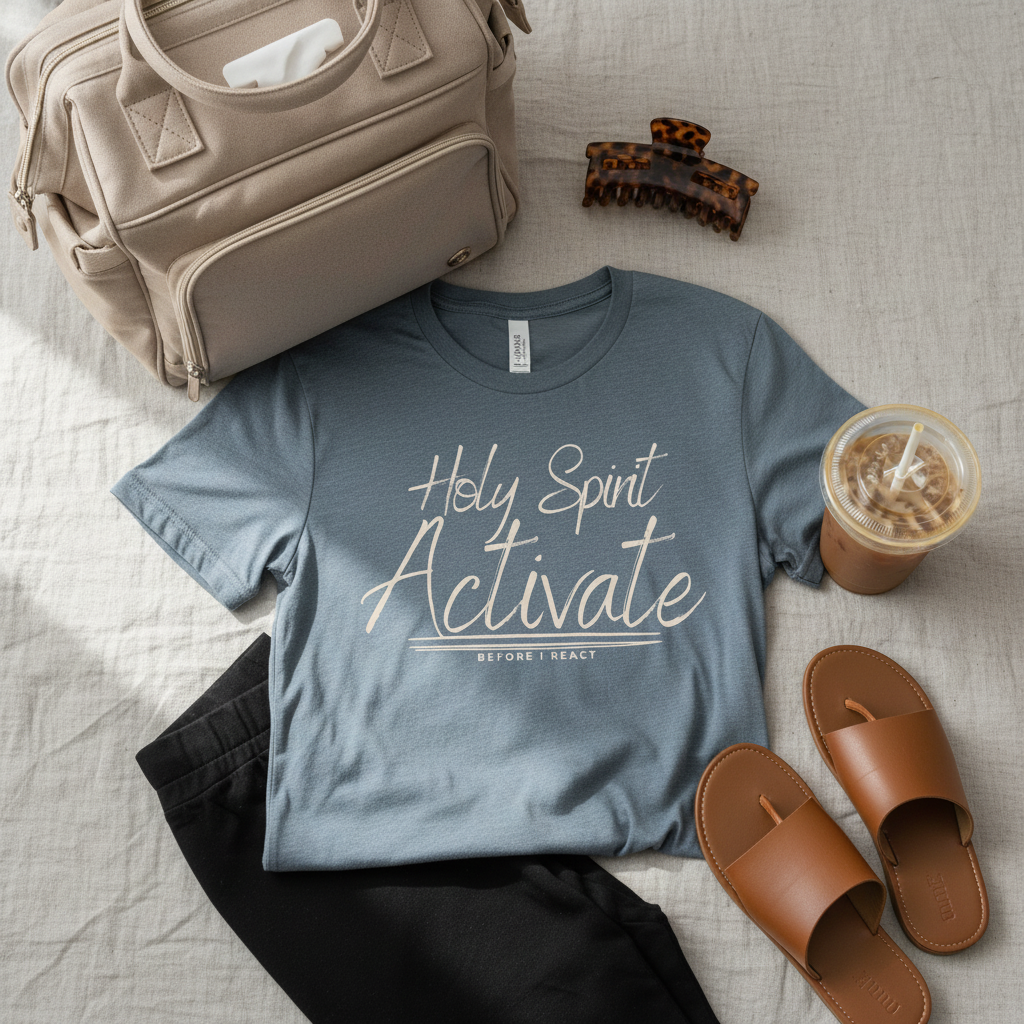 Holy Spirit Activate Before I React Graphic Tee