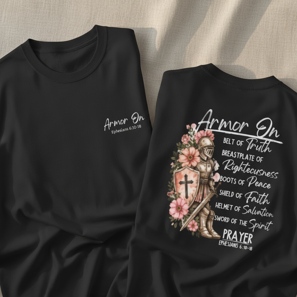 Armor On Oversized Christian Tee – Ephesians 6:10-18 Faith Shirt