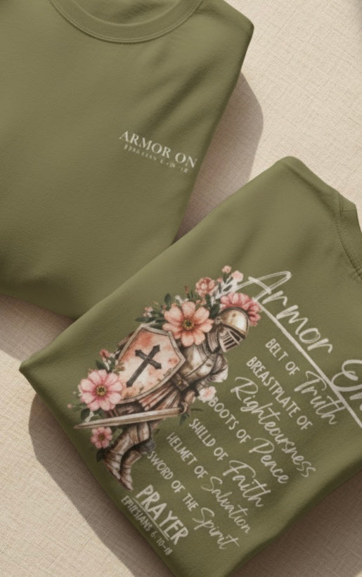 Armor On Oversized Christian Tee – Ephesians 6:10-18 Faith Shirt