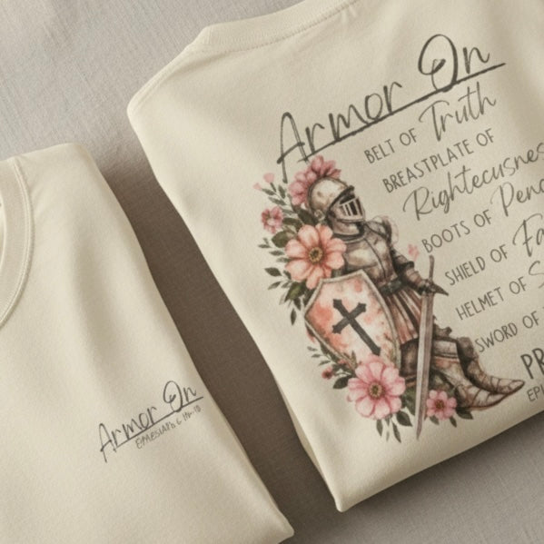 Armor On Oversized Christian Tee – Ephesians 6:10-18 Faith Shirt