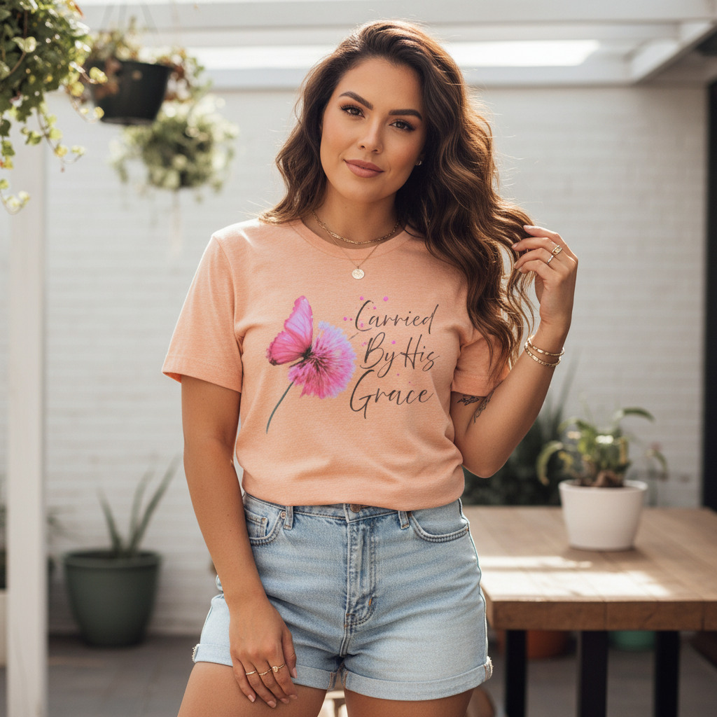 Carried By His Grace Shirt | Christian Floral Tee